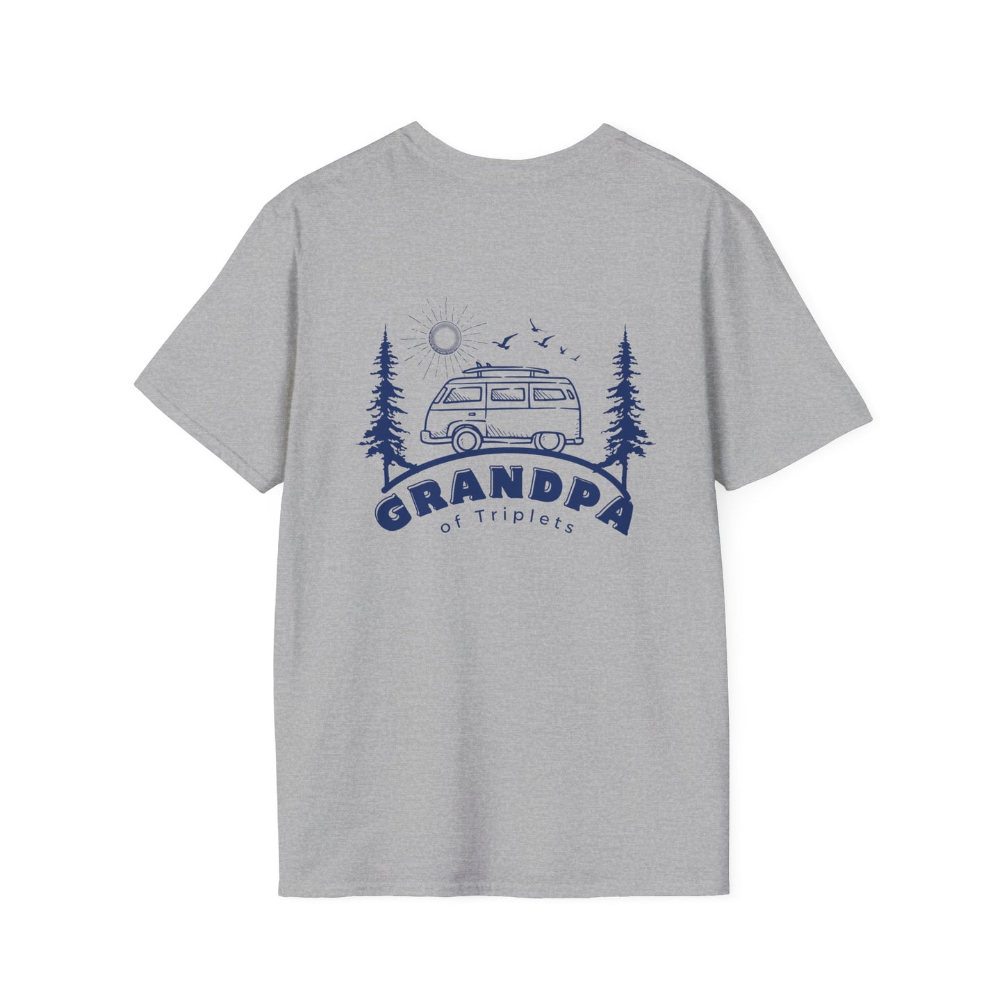 Grandpa of Triplets- Camper Graphic T-Shirt — front and Back Designs