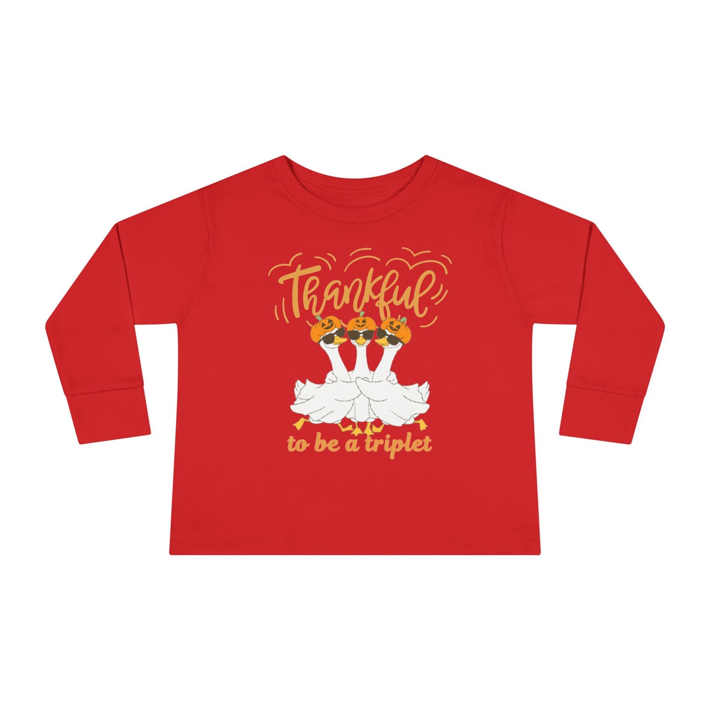 Thankful to Be a Triplet Toddler Long Sleeve Tee