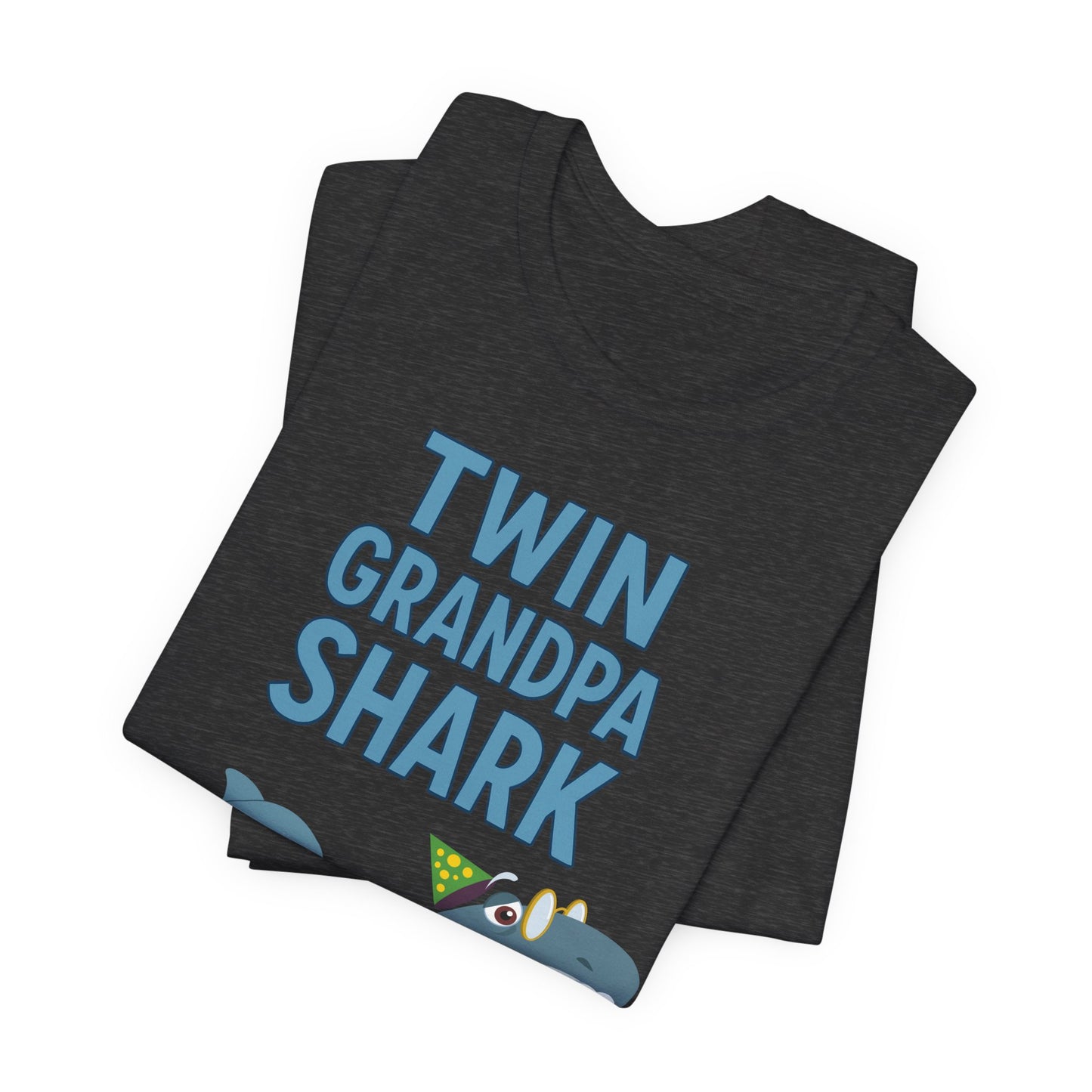 Twin Grandpa Shark T‑Shirt – Cute Grandpa & Twin Grandkids Family Tee