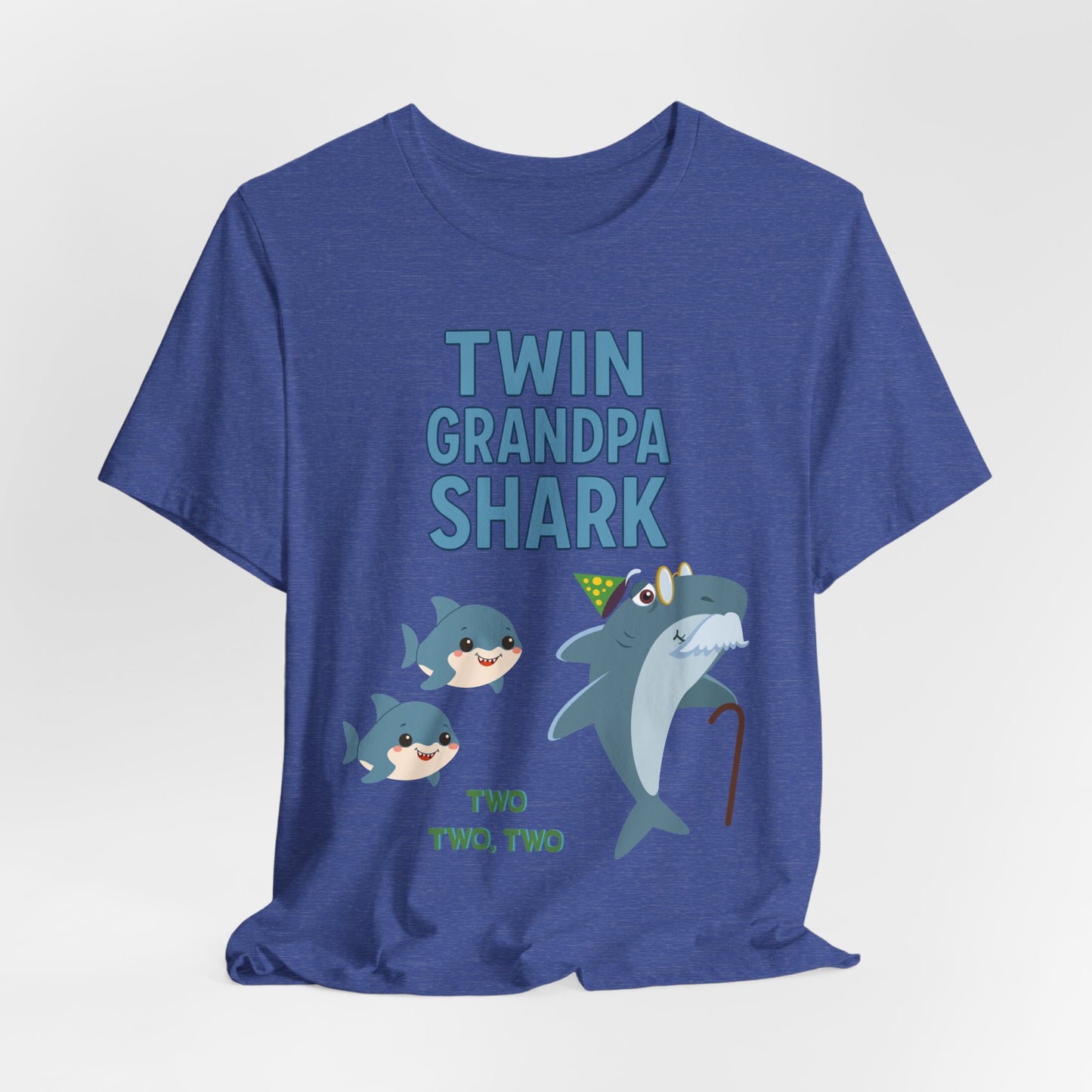 Twin Grandpa Shark T‑Shirt – Cute Grandpa & Twin Grandkids Family Tee
