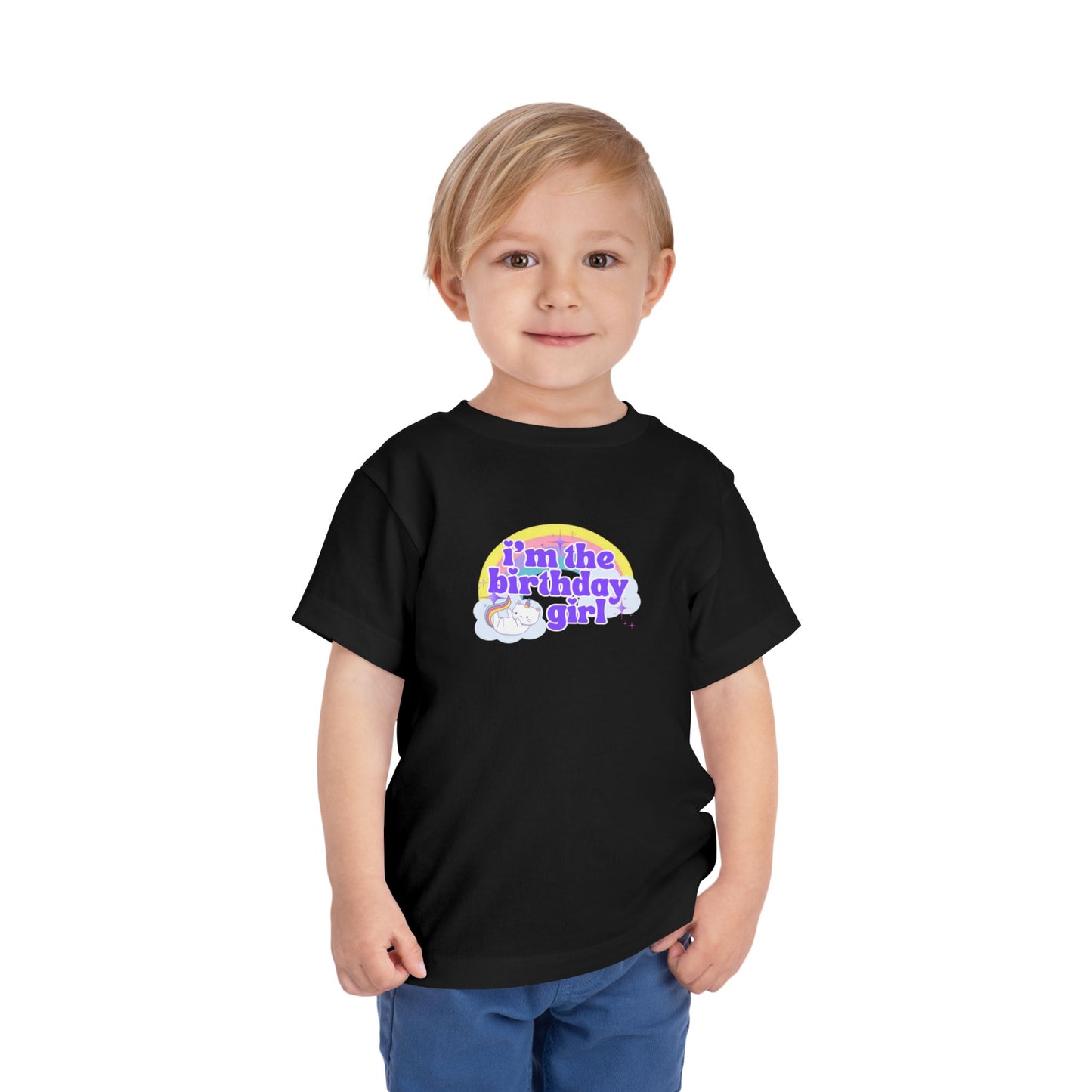 Birthday Girl Kids 2 to 5 years Tee — "I'm the Birthday Girl" Cat Unicorn Party Shirt