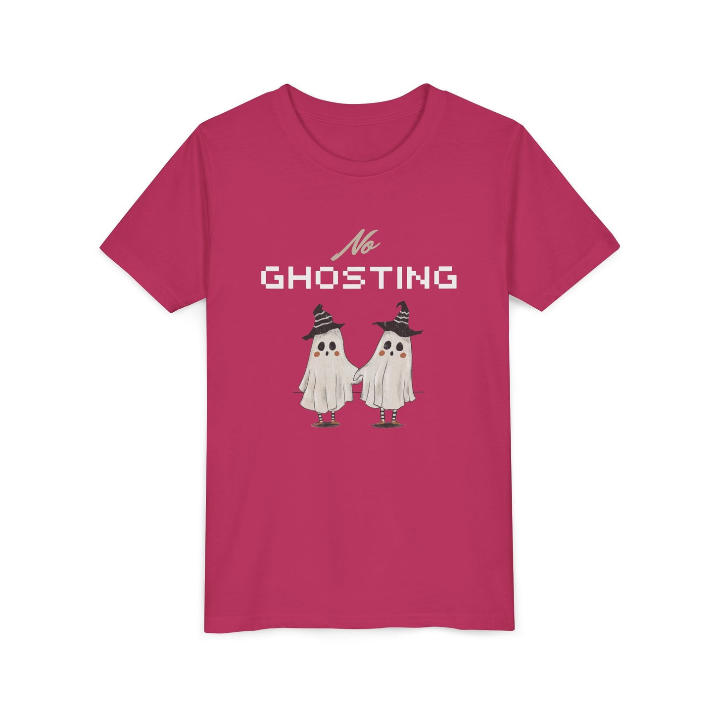 Youth Tee - "No Ghosting" Cute Ghost Kids Halloween T-Shirt