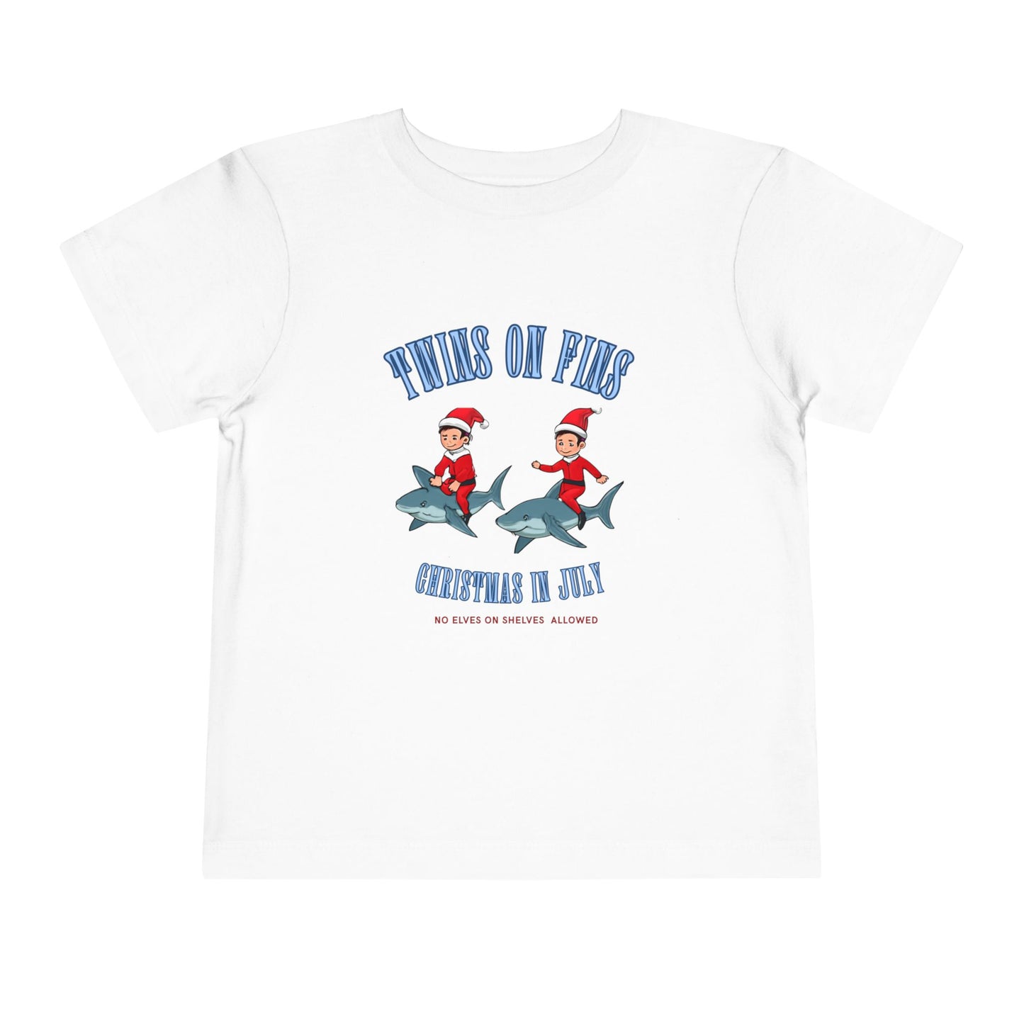 Twins on Fins- Christmas in July- Elf on The Shelf - Shark Parody Shirt