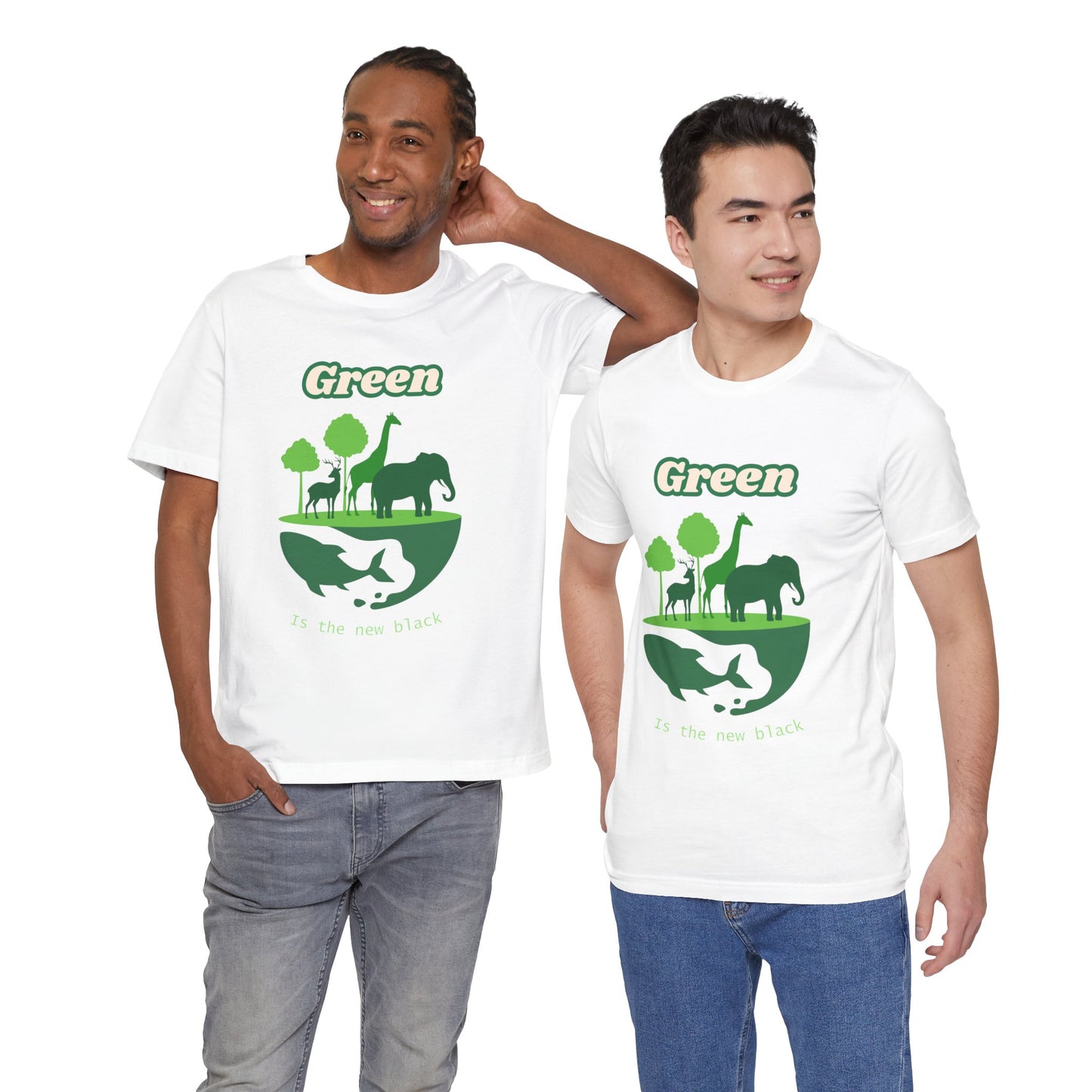 Green Mens Wildlife Conservation T-Shirt — "Green is the New Black" Eco Tee