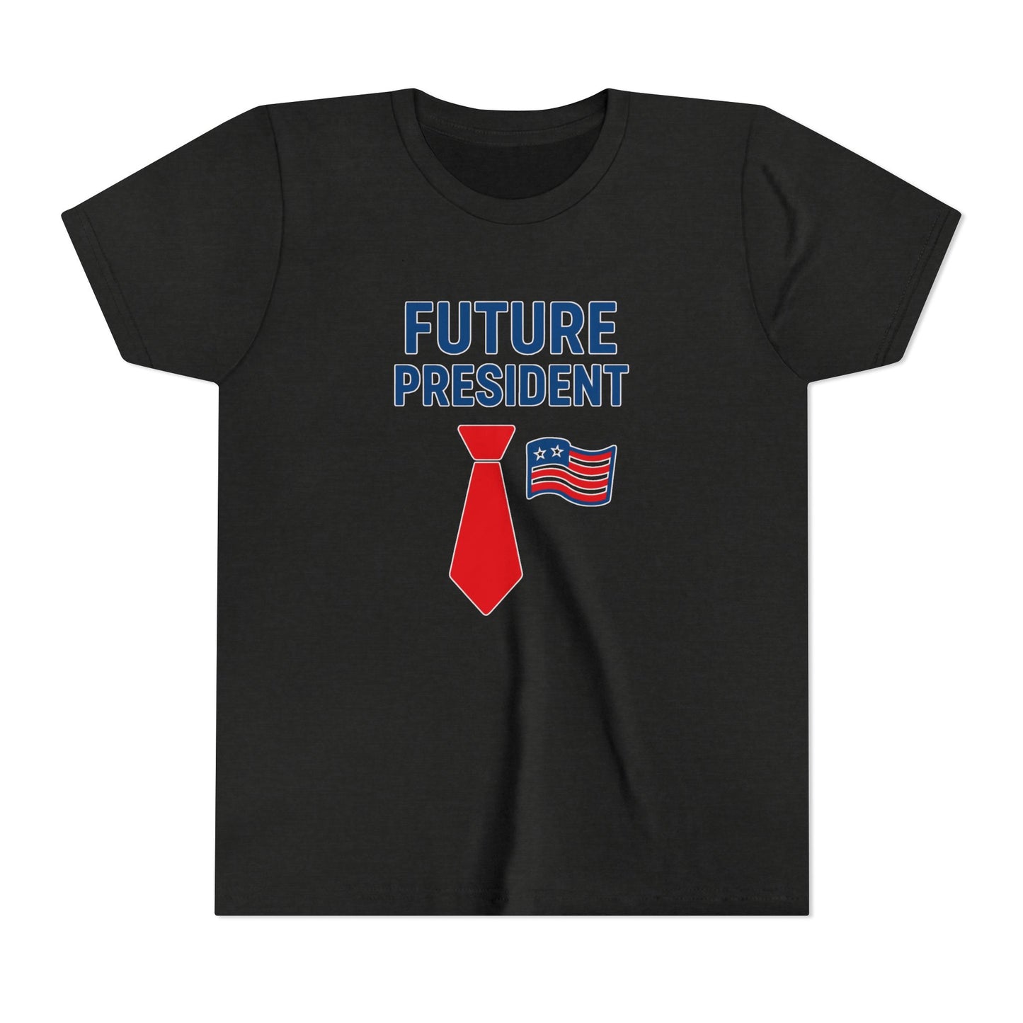 Youth Tee — "Future President" Patriotic Kids T-Shirt with Tie & Flag Design