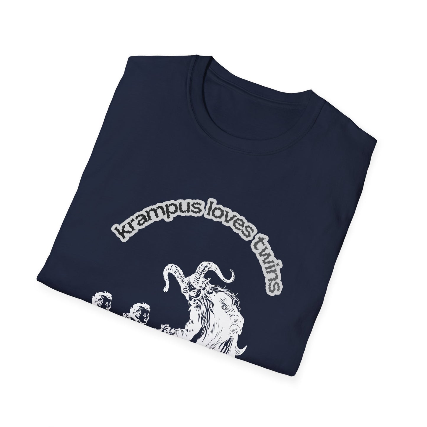 Krampus Loves Twins- Horror Theme Twin Parent Shirt — Funny Gothic Holiday Tee