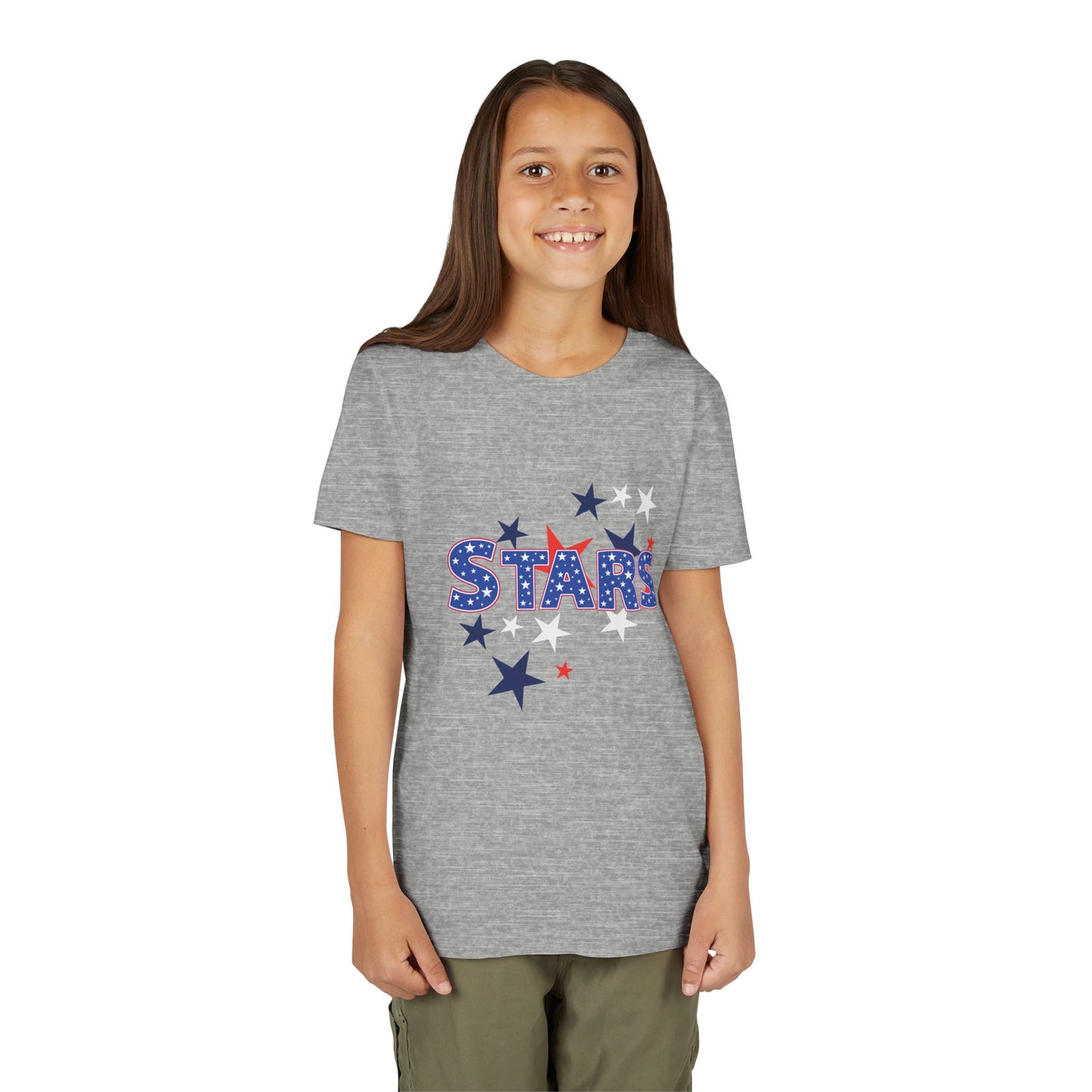 4th July -Youth Stars Tee - Patriotic Red White Blue Kids Shirt
