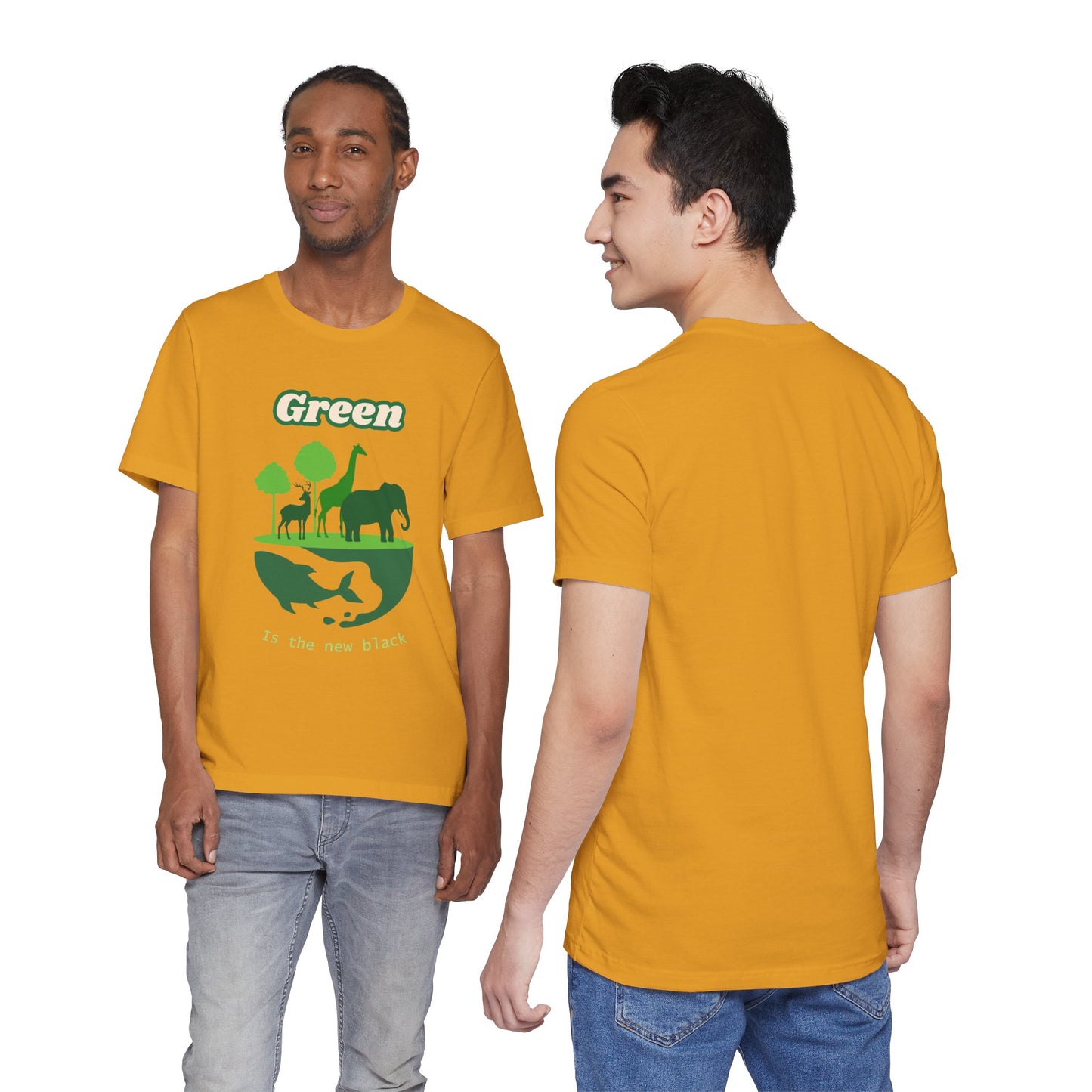 Green Mens Wildlife Conservation T-Shirt — "Green is the New Black" Eco Tee