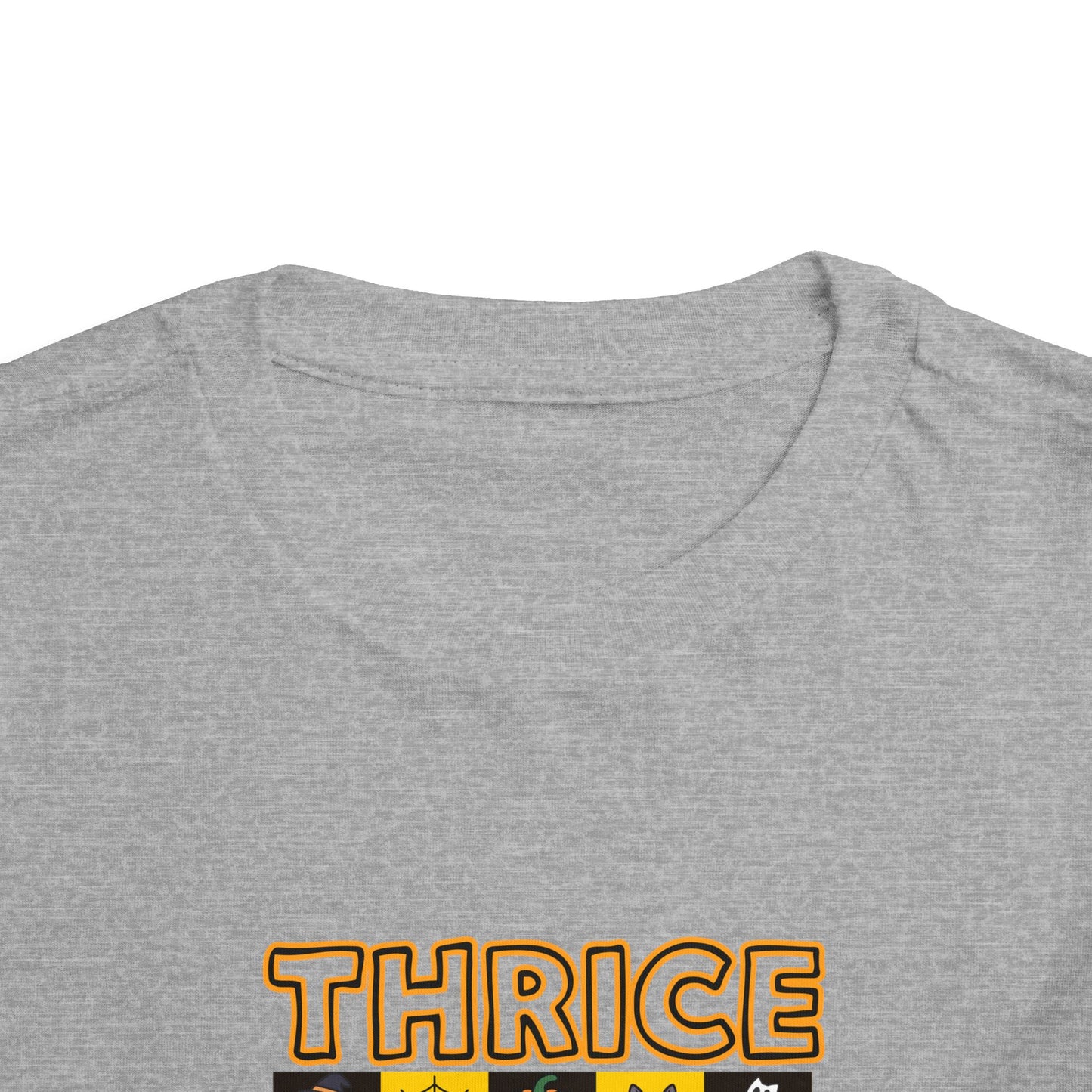 Triplet Halloween Matching Tee — "Thrice As Nice" Cute Checkerboard Fall Graphic (2 to 5 years)