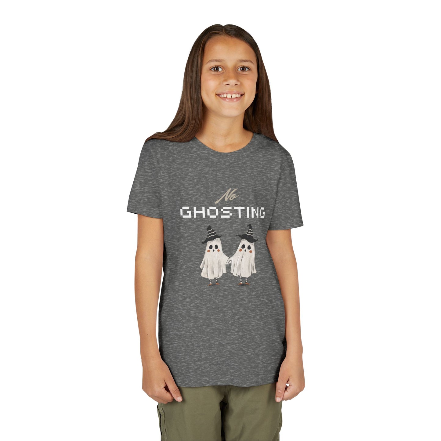 Youth Tee - "No Ghosting" Cute Ghost Kids Halloween T-Shirt