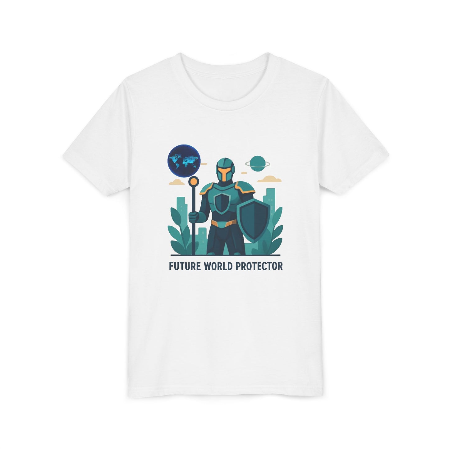 Youth Tee — "Future World Protector" Space Knight Graphic Shirt