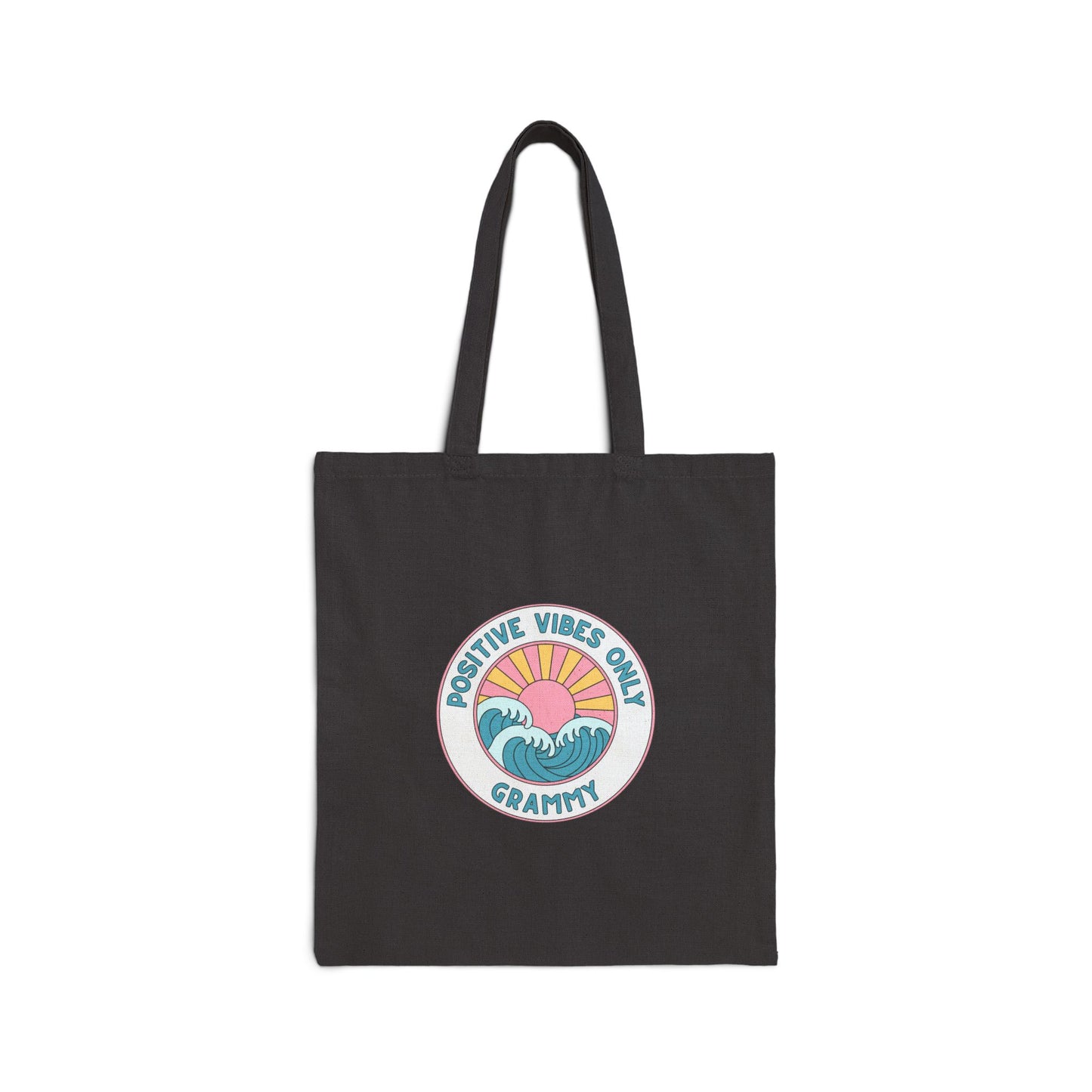Grammy-Positive Vibes Only – Vintage Sunset Wave Canvas Shopper