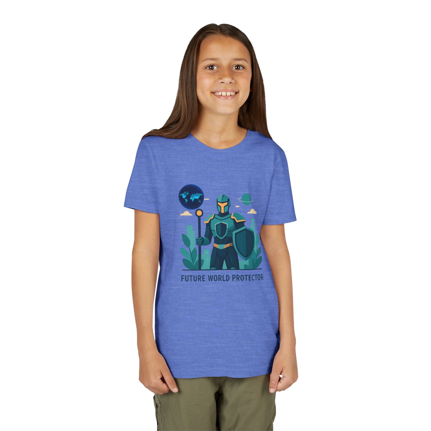 Youth Tee — "Future World Protector" Space Knight Graphic Shirt