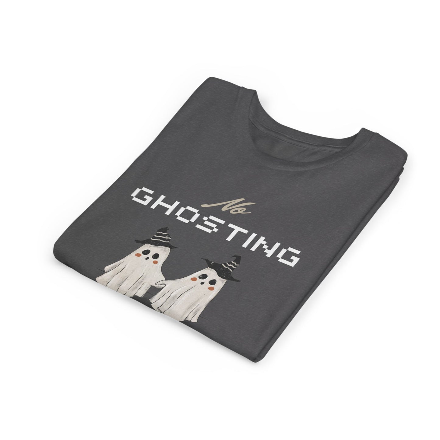 Youth Tee - "No Ghosting" Cute Ghost Kids Halloween T-Shirt