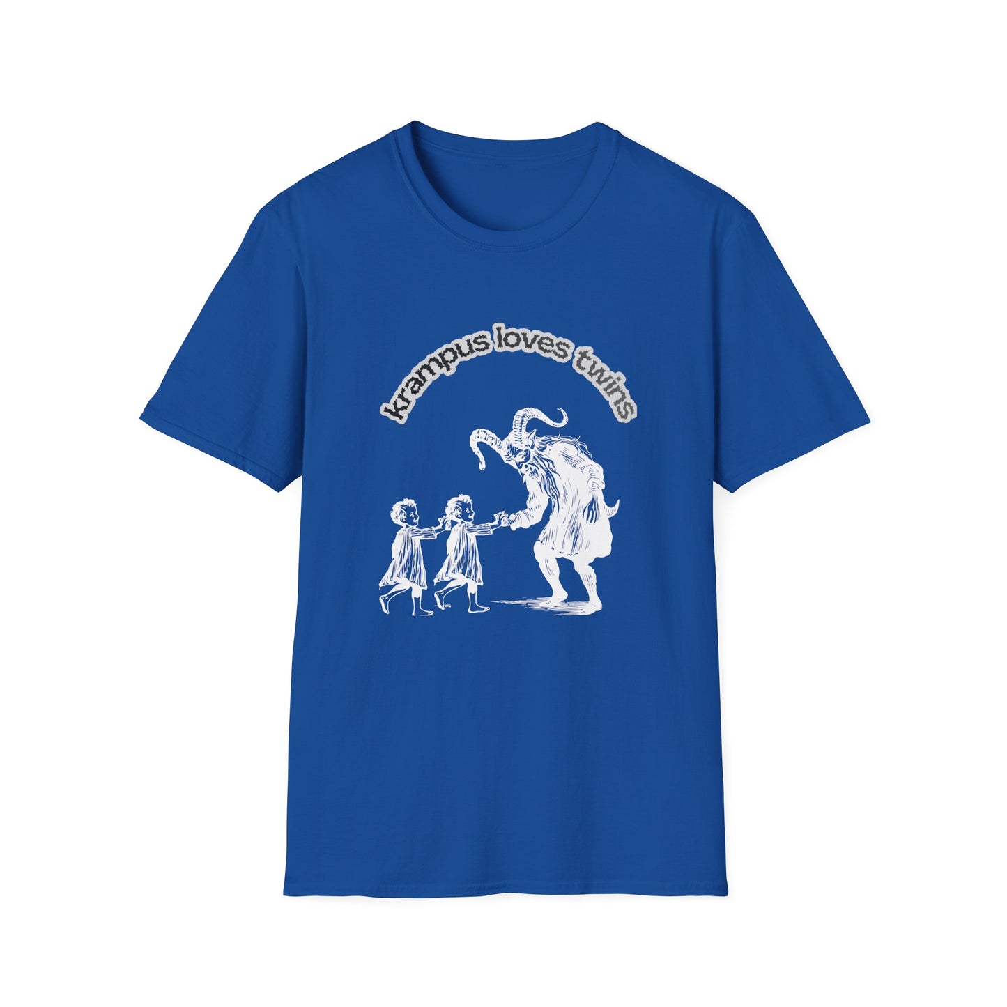 Krampus Loves Twins- Horror Theme Twin Parent Shirt — Funny Gothic Holiday Tee