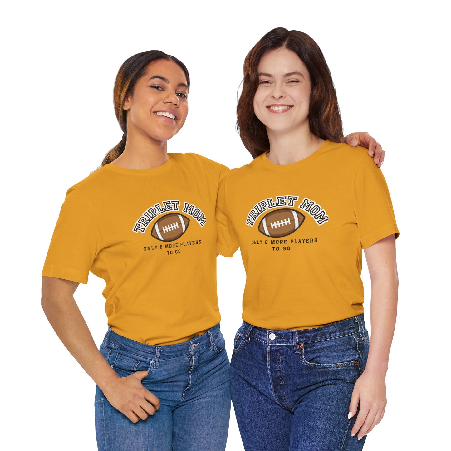 Triplet Mom Football T-Shirt "Only 8 More Players to Go" – Cute Mom & Sports Tee