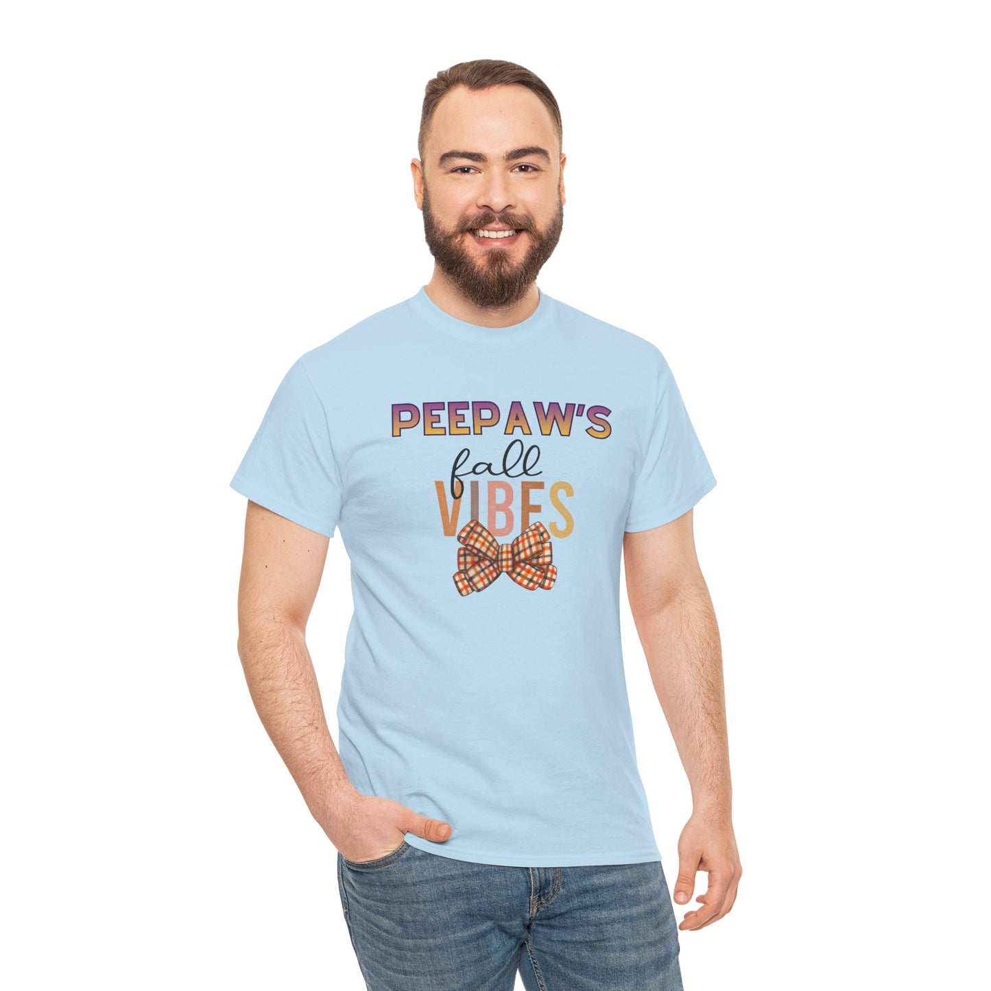 Pepaw's Fall Vibes T-Shirt — Grandpa Autumn Plaid Bow Tee