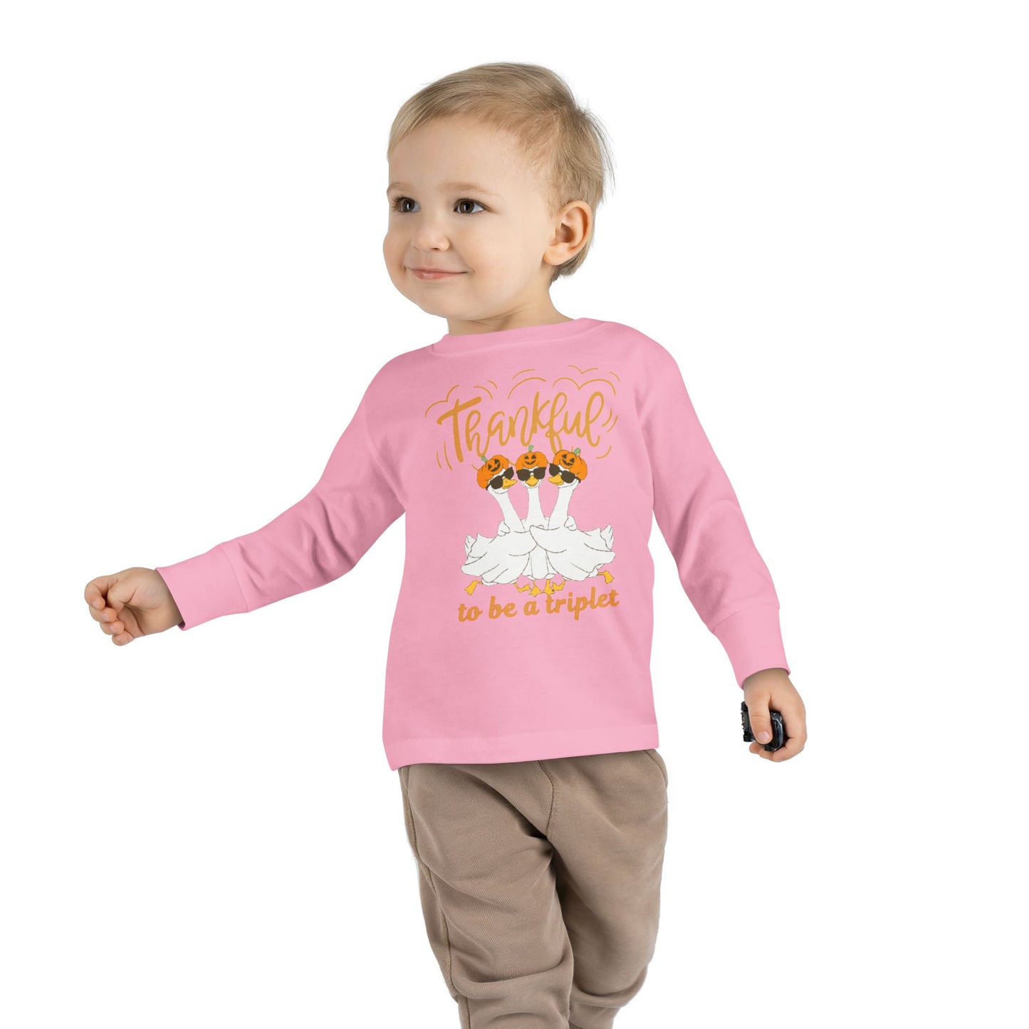 Thankful to Be a Triplet Toddler Long Sleeve Tee