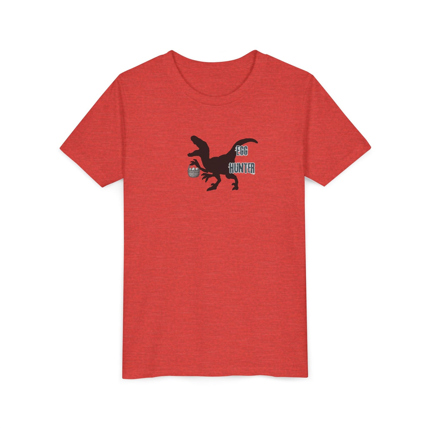 Kids T‑Shirt – 'Egg Hunter' Raptor Dinosaur Easter Tee
