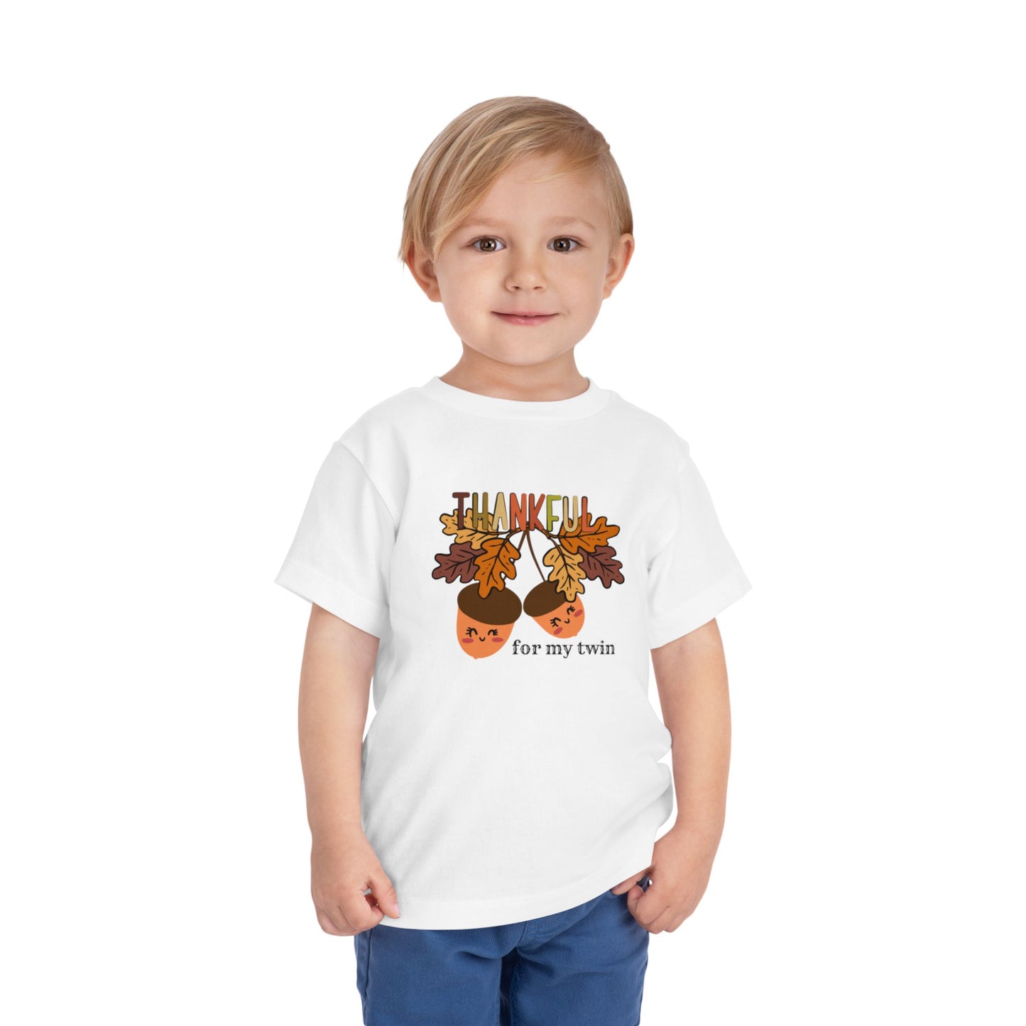 Thankful for My Twin Toddler Tee — Fall Acorn & Leaves Thanksgiving Shirt