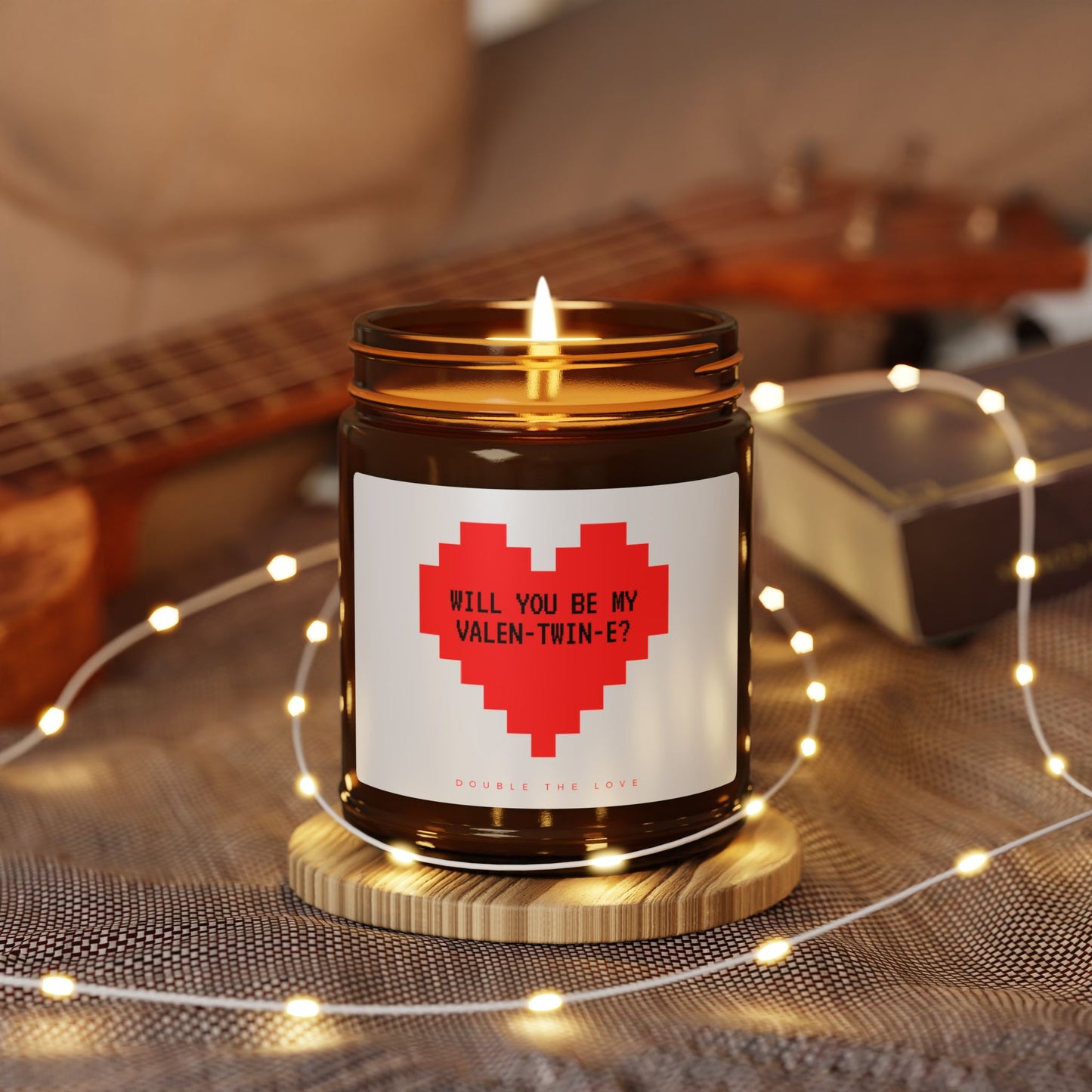 Romantic Candle - "Will You Be My Valen-twin-e?" - Perfect for Valentine's Day