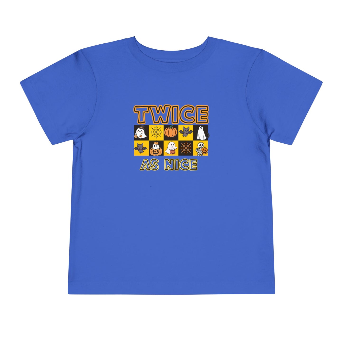 Twin Toddler Halloween Shirt — "Twice As Nice" Cute Character Grid Graphic (2 to 5 years)