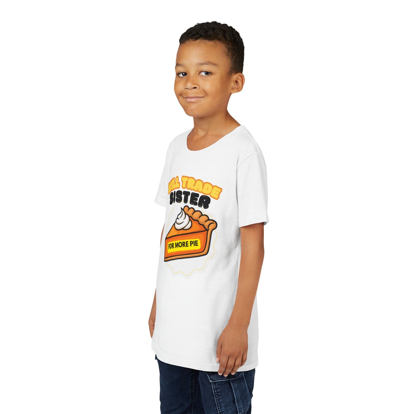 Teenage Sibling Tee - "Will Trade Sister for More Pie" Funny Kids Thanksgiving Shirt