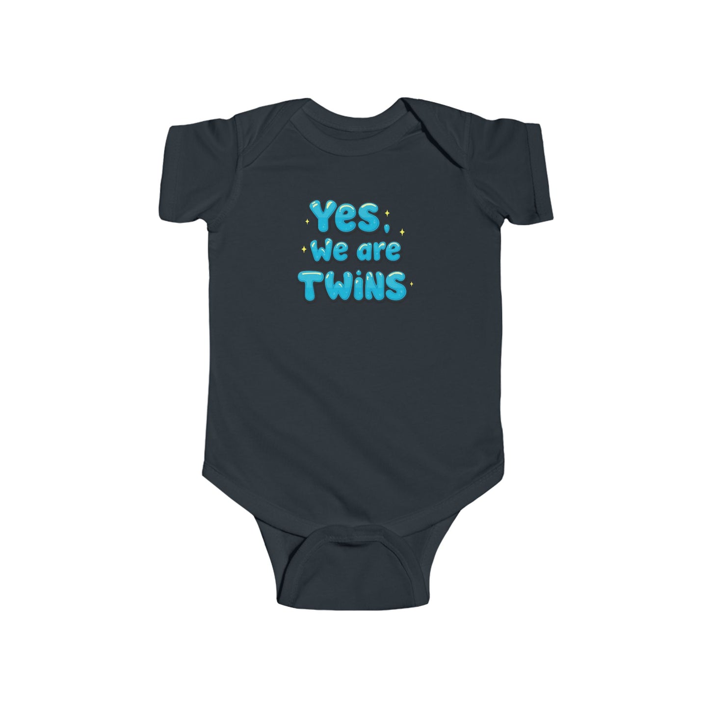 Yes, We Are Twins -Baby Bodysuit - Cute Blue Twin Announcement Onesie