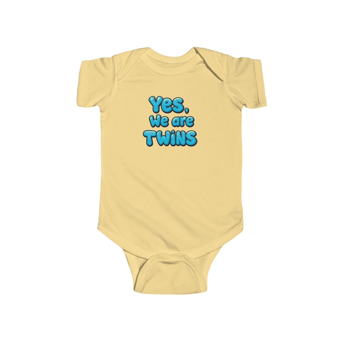 Yes, We Are Twins -Baby Bodysuit - Cute Blue Twin Announcement Onesie