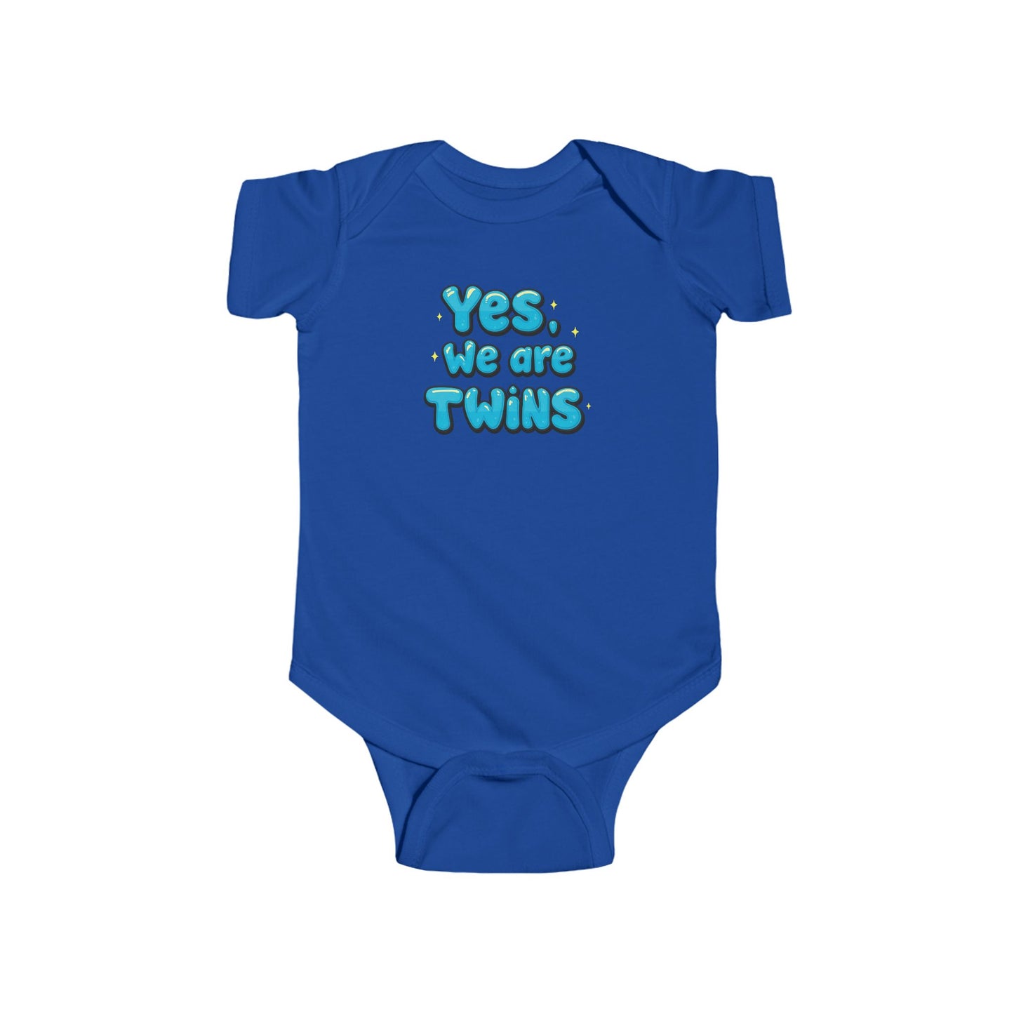 Yes, We Are Twins -Baby Bodysuit - Cute Blue Twin Announcement Onesie