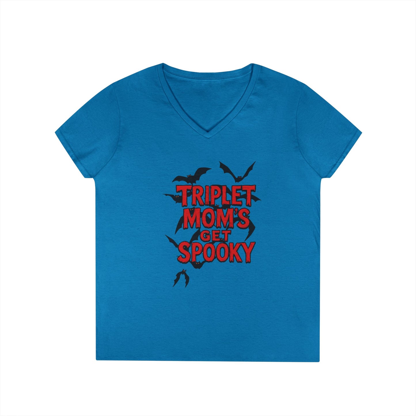 Triplet Moms Get Spooky V-Neck T-Shirt
