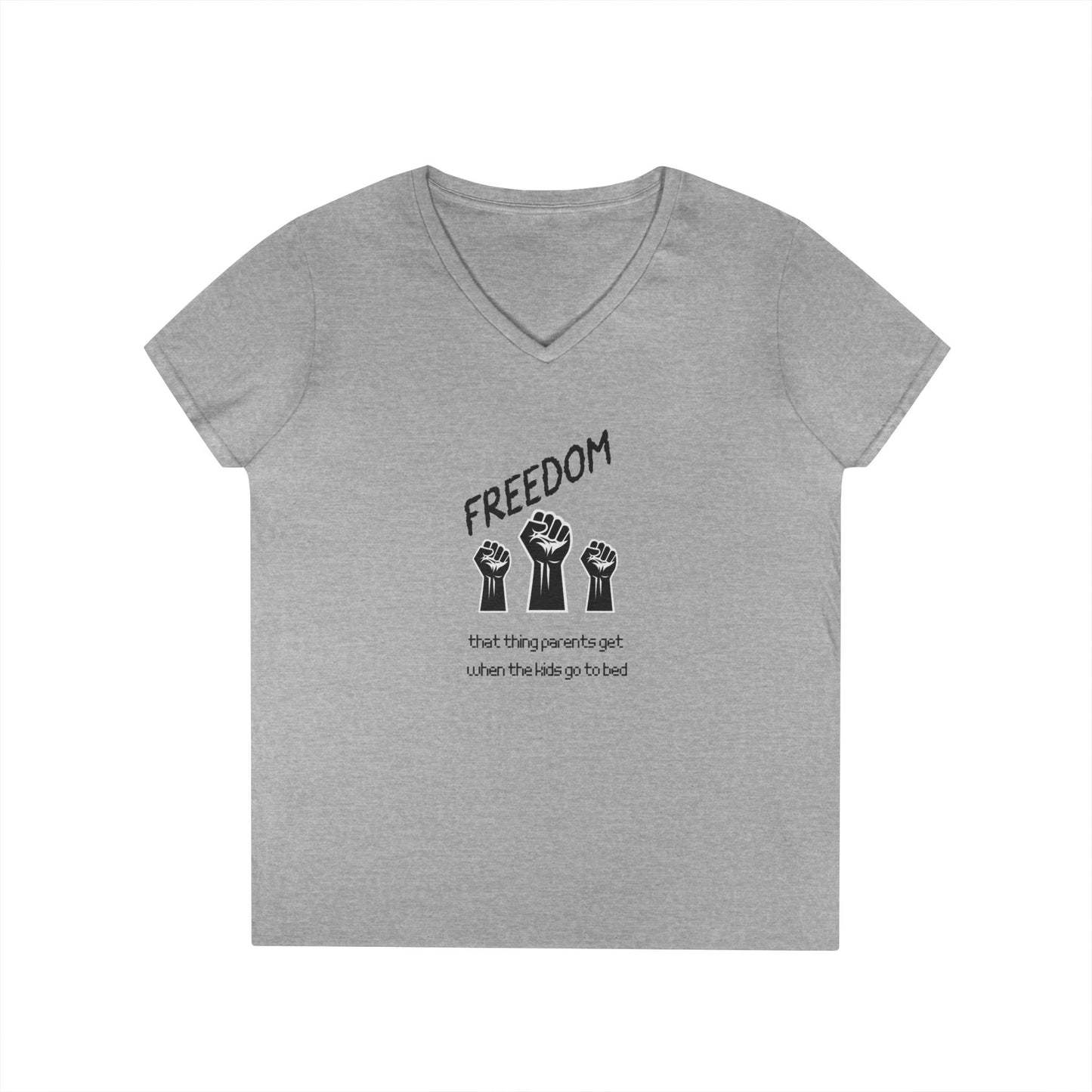 Freedom Fist V-Neck Tee — Women's Social Justice Protest Shirt