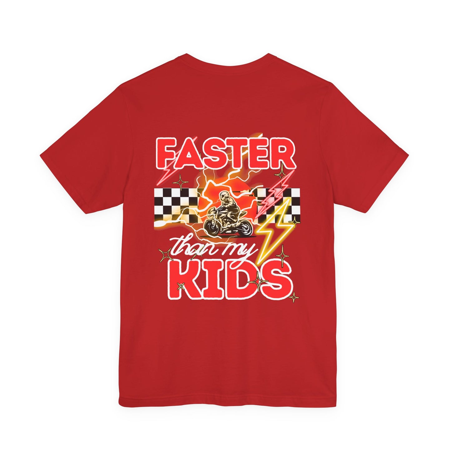 Faster Than My Kids Racing Tee — Motorcycle Retro Graphic Shirt