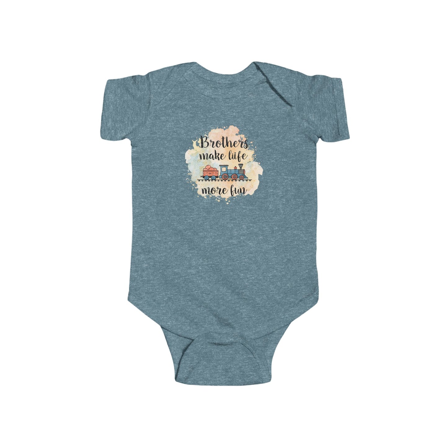 Unisex Baby Bodysuit - "Brothers Make Life More Fun" Train Design