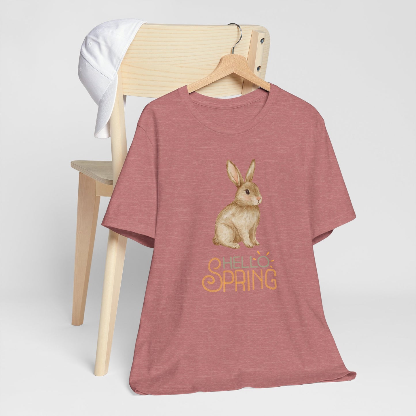 Hello Spring Bunny T-Shirt — Cute Watercolor Rabbit Spring Tee