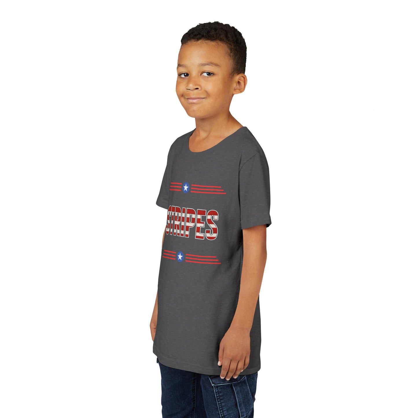 Youth Tee — "Stripes" Patriotic Kids T-Shirt (Red, White & Blue)