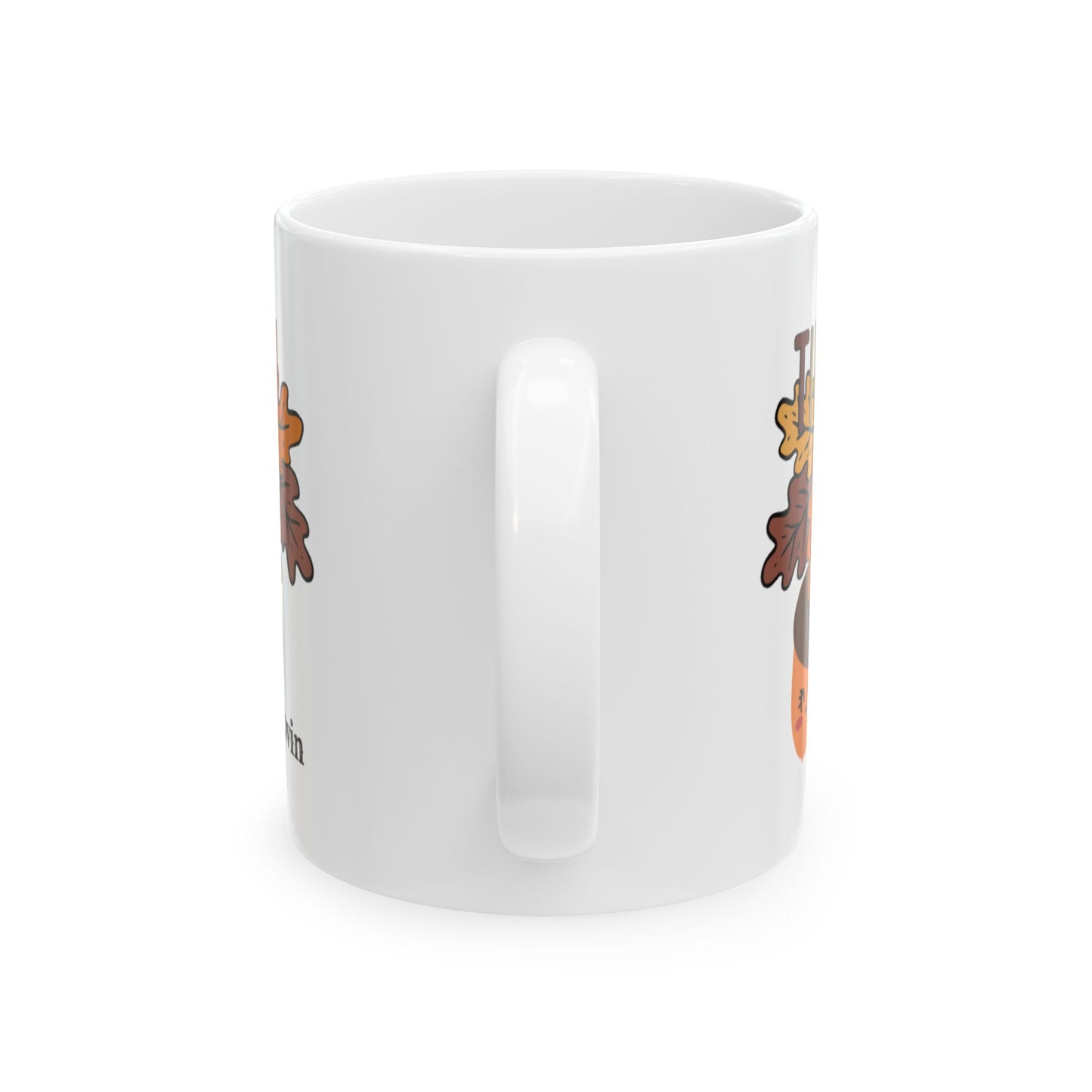 Thankful for My Twin Ceramic Mug — Cute Autumn Leaves & Acorn Design