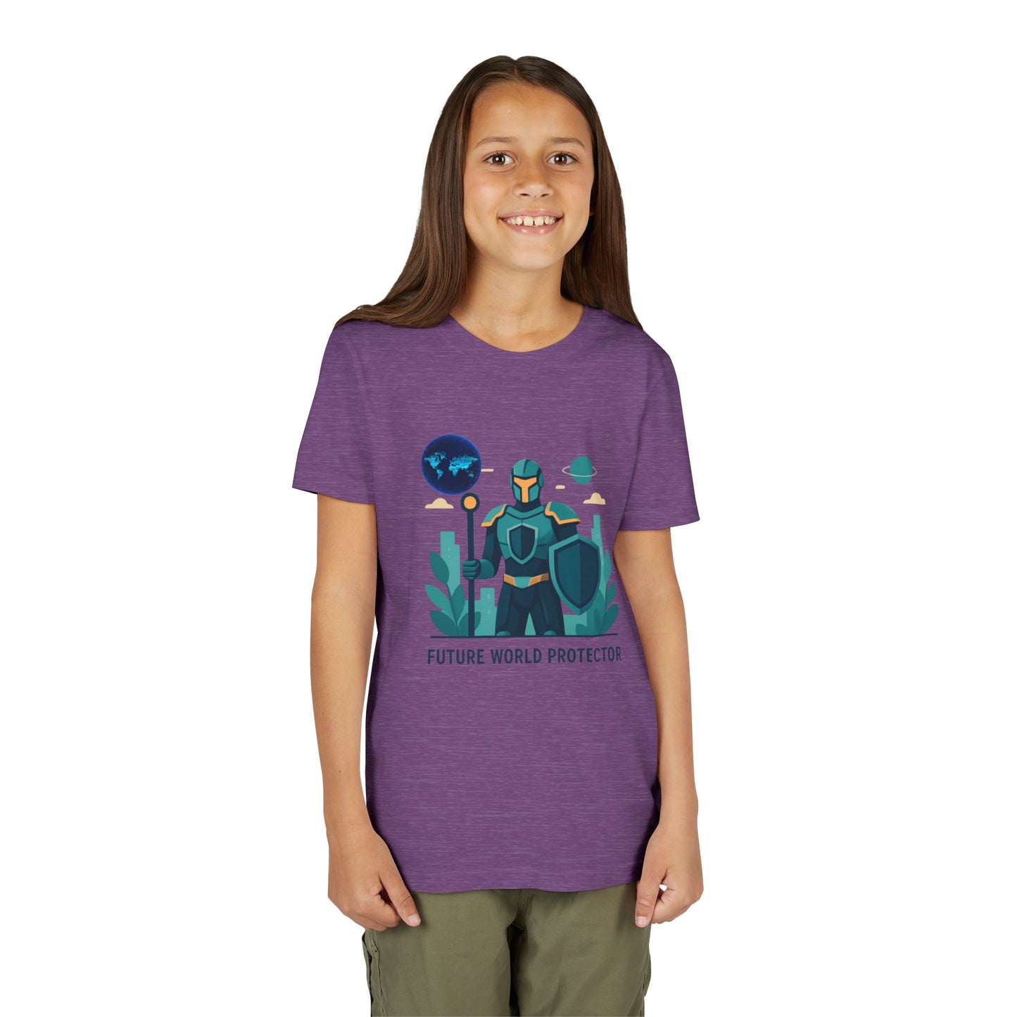 Youth Tee — "Future World Protector" Space Knight Graphic Shirt