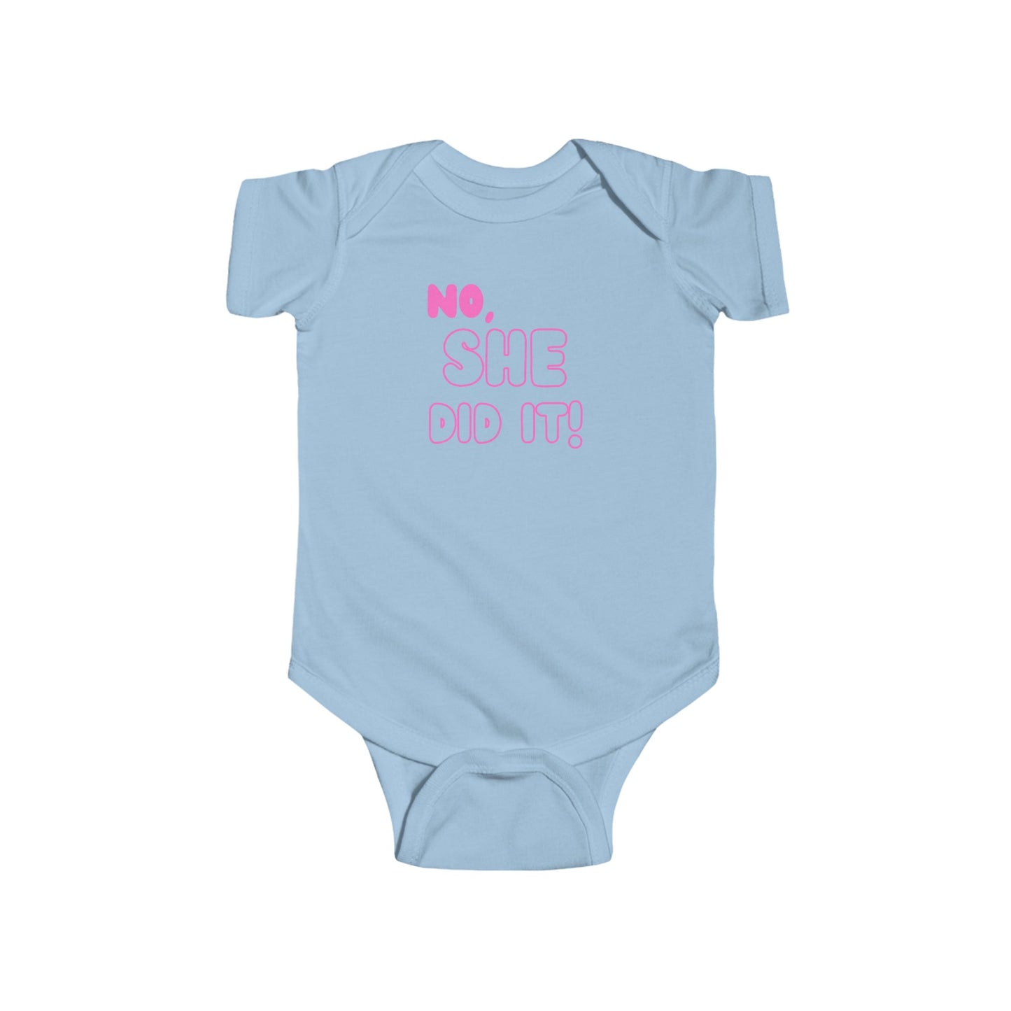 Twin Bodysuit – "No, She Did It!" – Fun Infant Outfit for New Parents