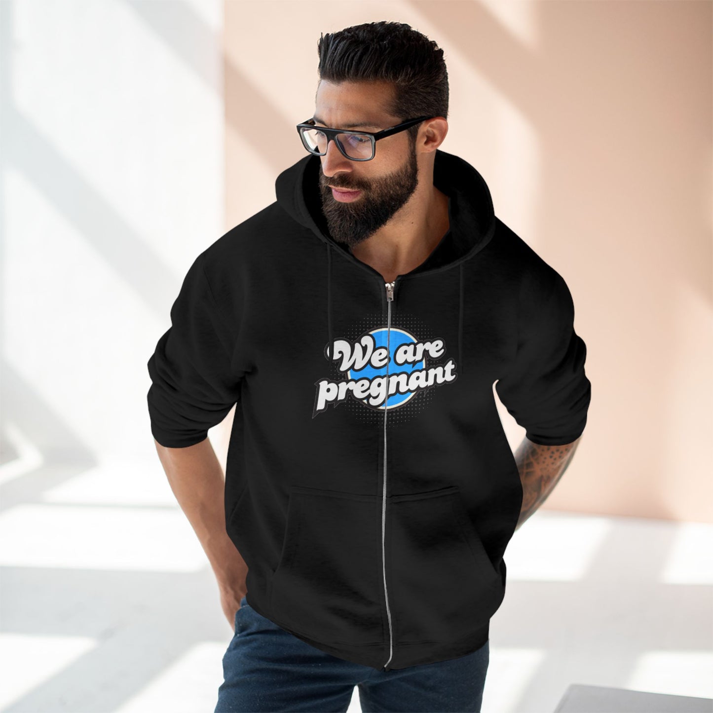 Unisex Zip Hoodie for Expecting Parents, We Are Pregnant Sweatshirt, Maternity Gift, Baby Announcement Apparel, Cozy Pregnancy Wear