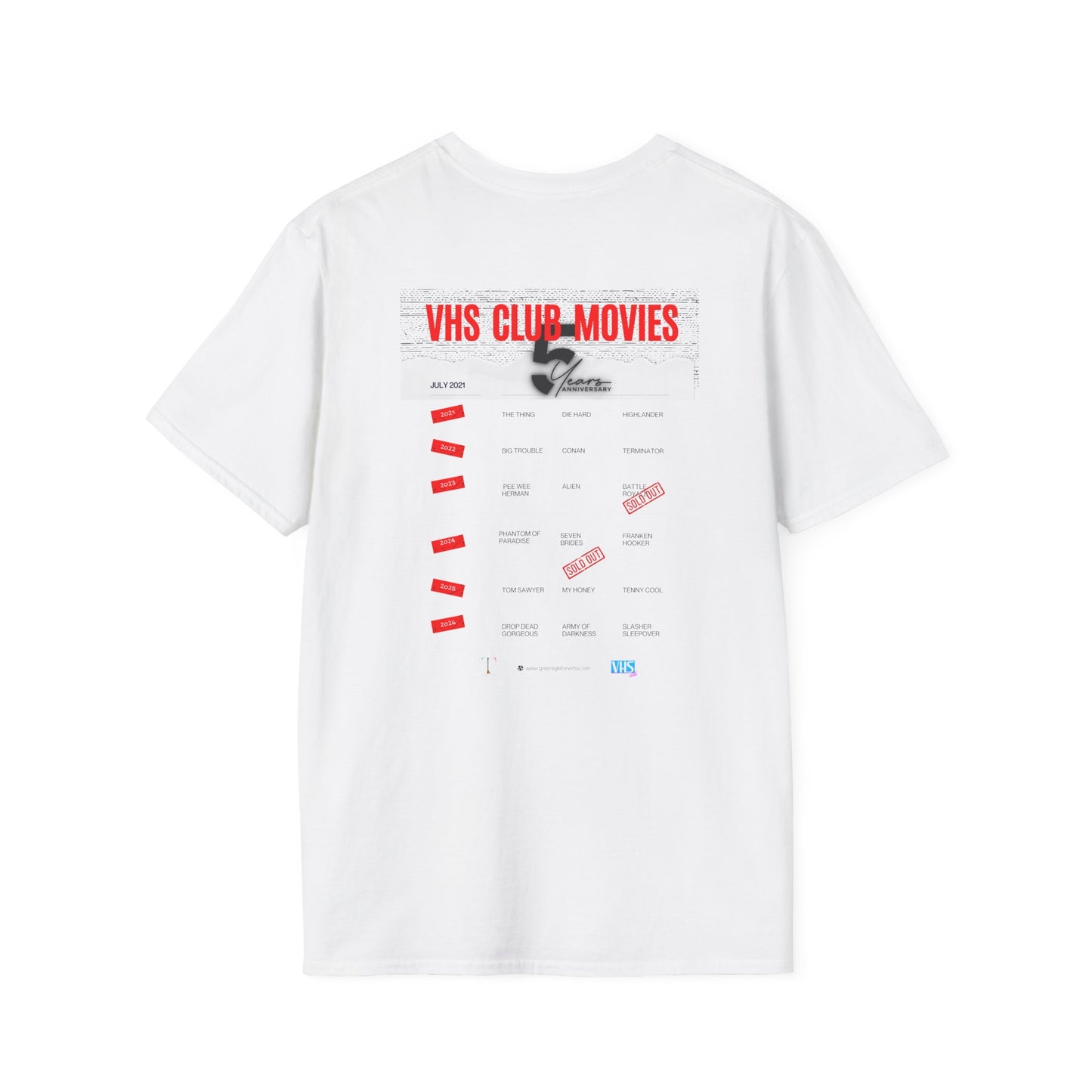 Slasher Sleepover Horror Movie Tee — Retro VHS Blood Splatter Design