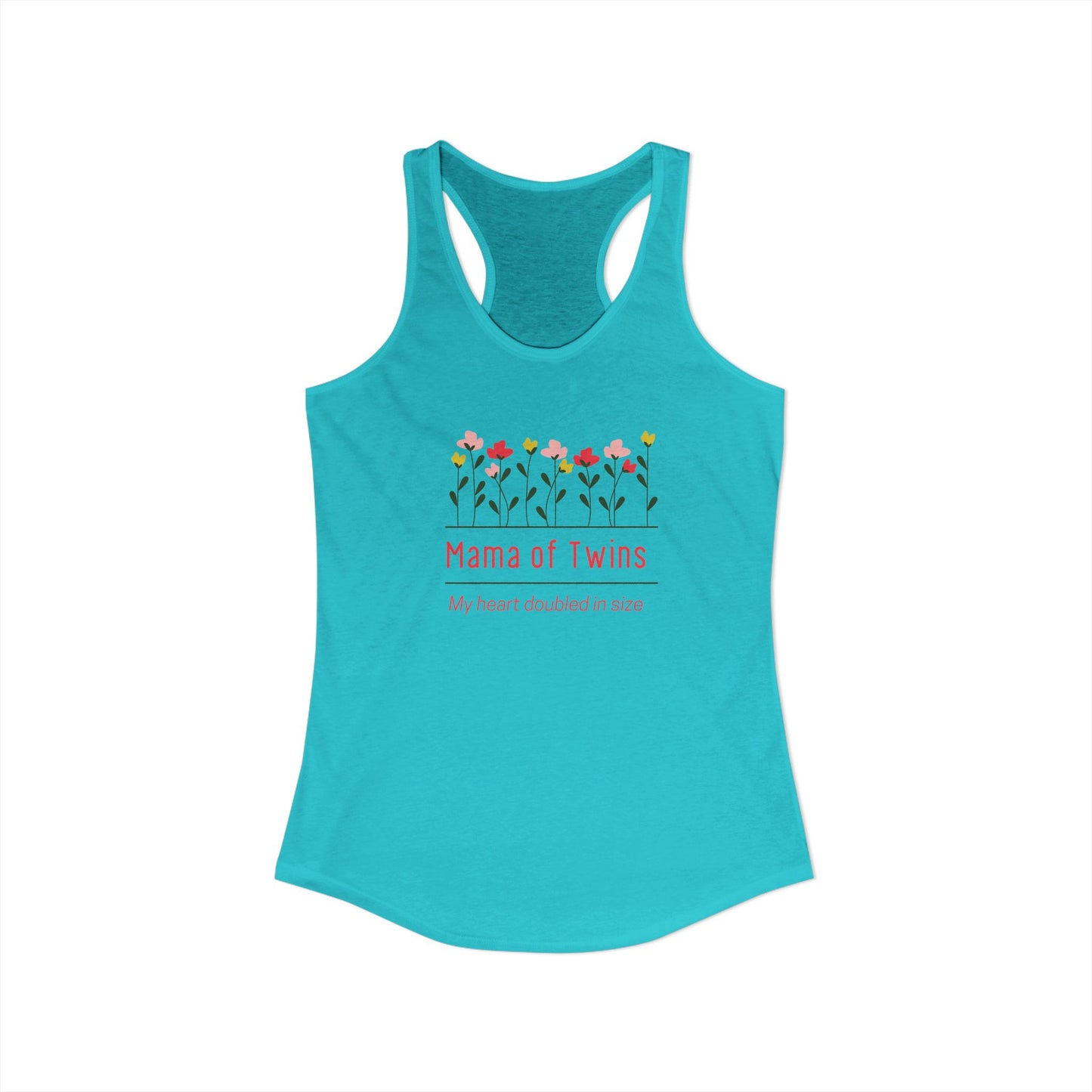 Mama of Twins- Floral Women's Ideal Racerback Tank