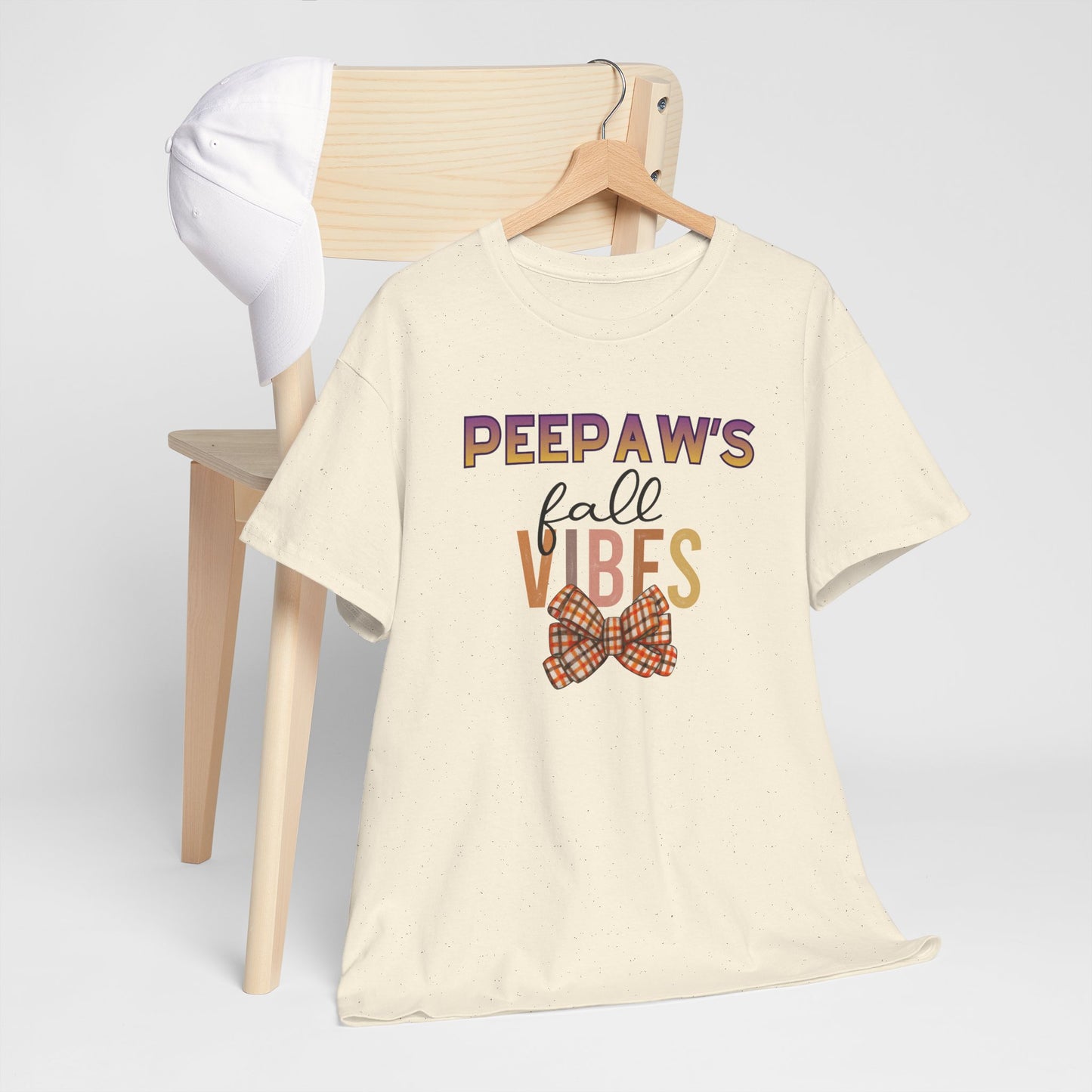 Pepaw's Fall Vibes T-Shirt — Grandpa Autumn Plaid Bow Tee