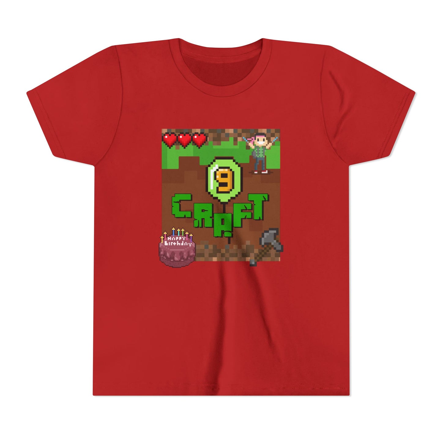 Minecraft-Style '9 Craft' Kids Tee — Birthday Gamer Shirt