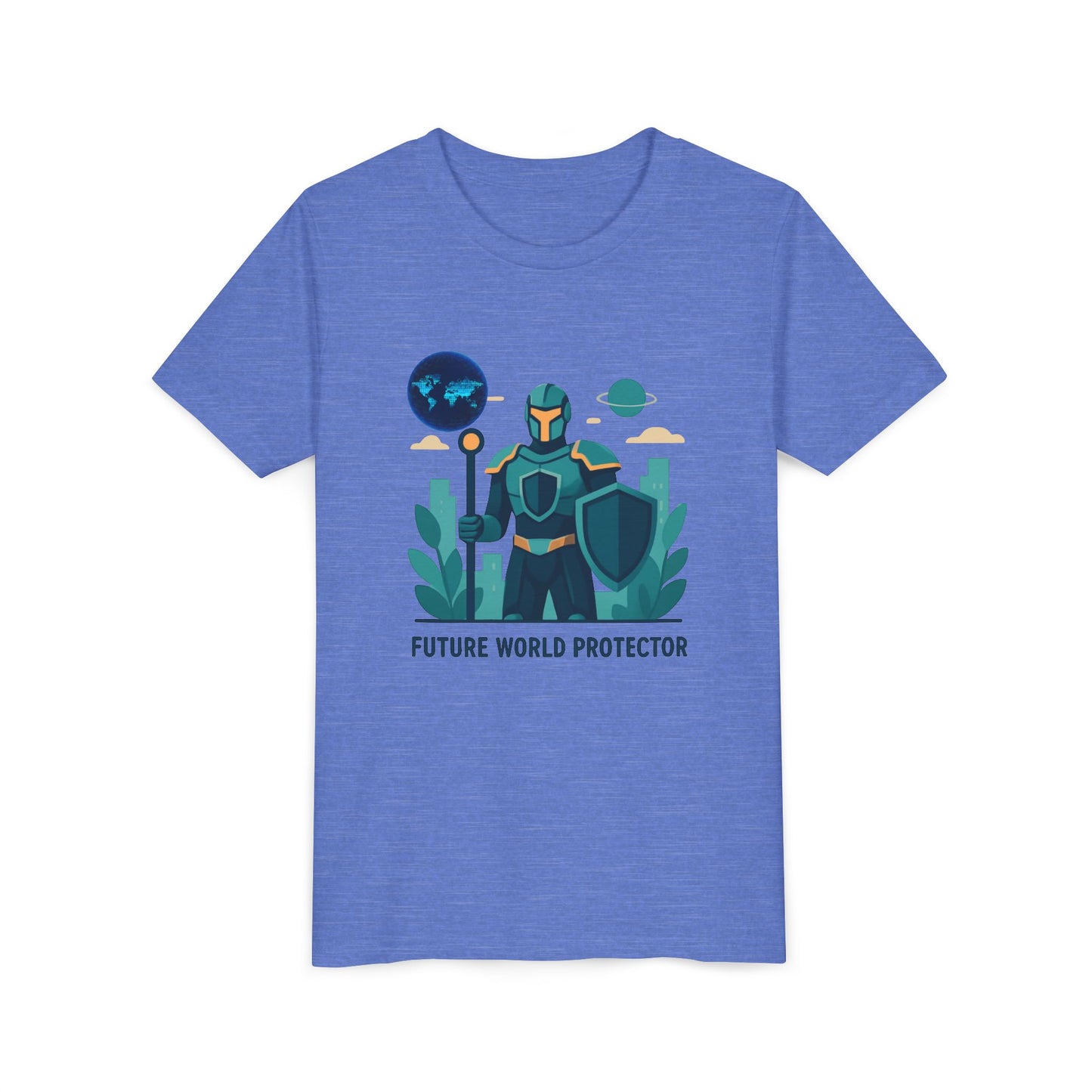 Youth Tee — "Future World Protector" Space Knight Graphic Shirt