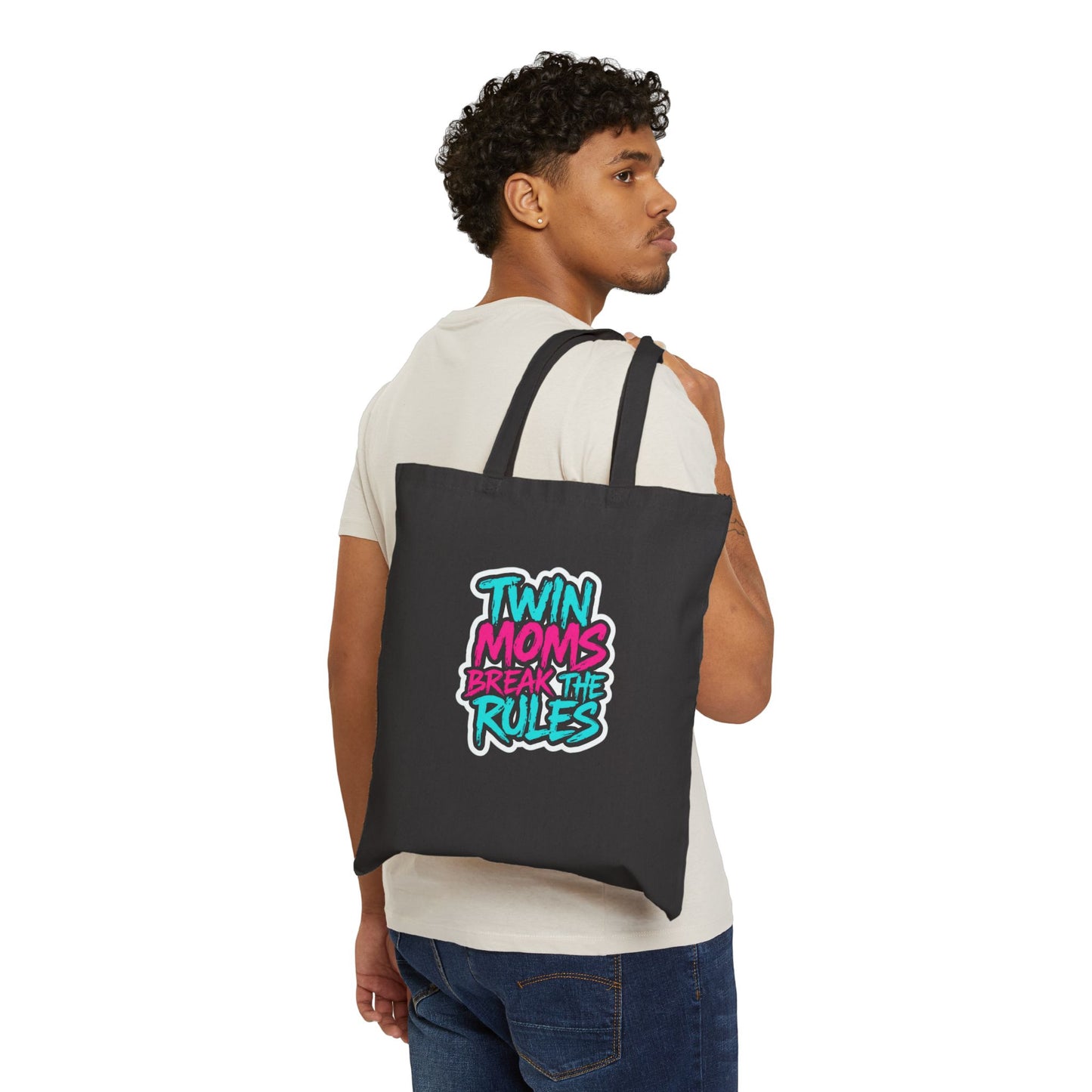 Twin Moms Break the Rules- Canvas Tote — Funny Mom Tote Bag for Twin Mothers