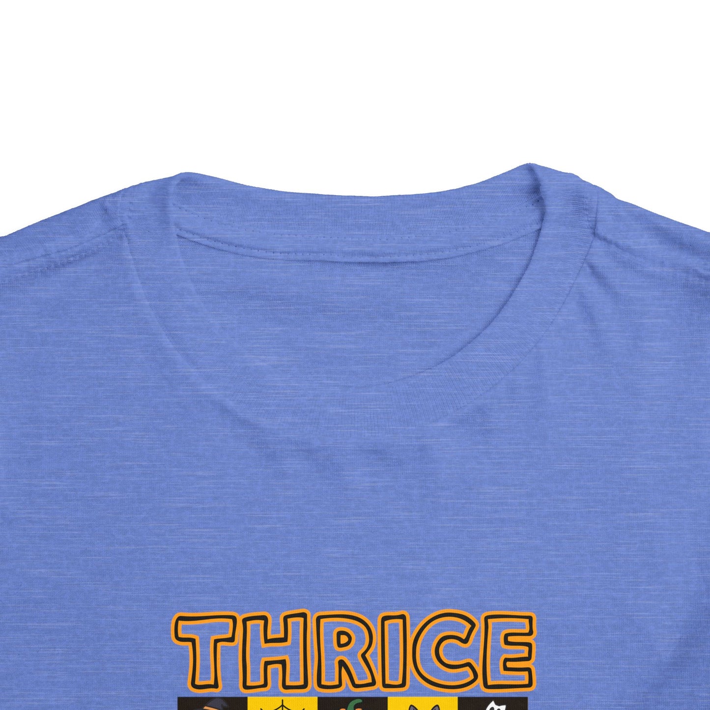 Triplet Halloween Matching Tee — "Thrice As Nice" Cute Checkerboard Fall Graphic (2 to 5 years)