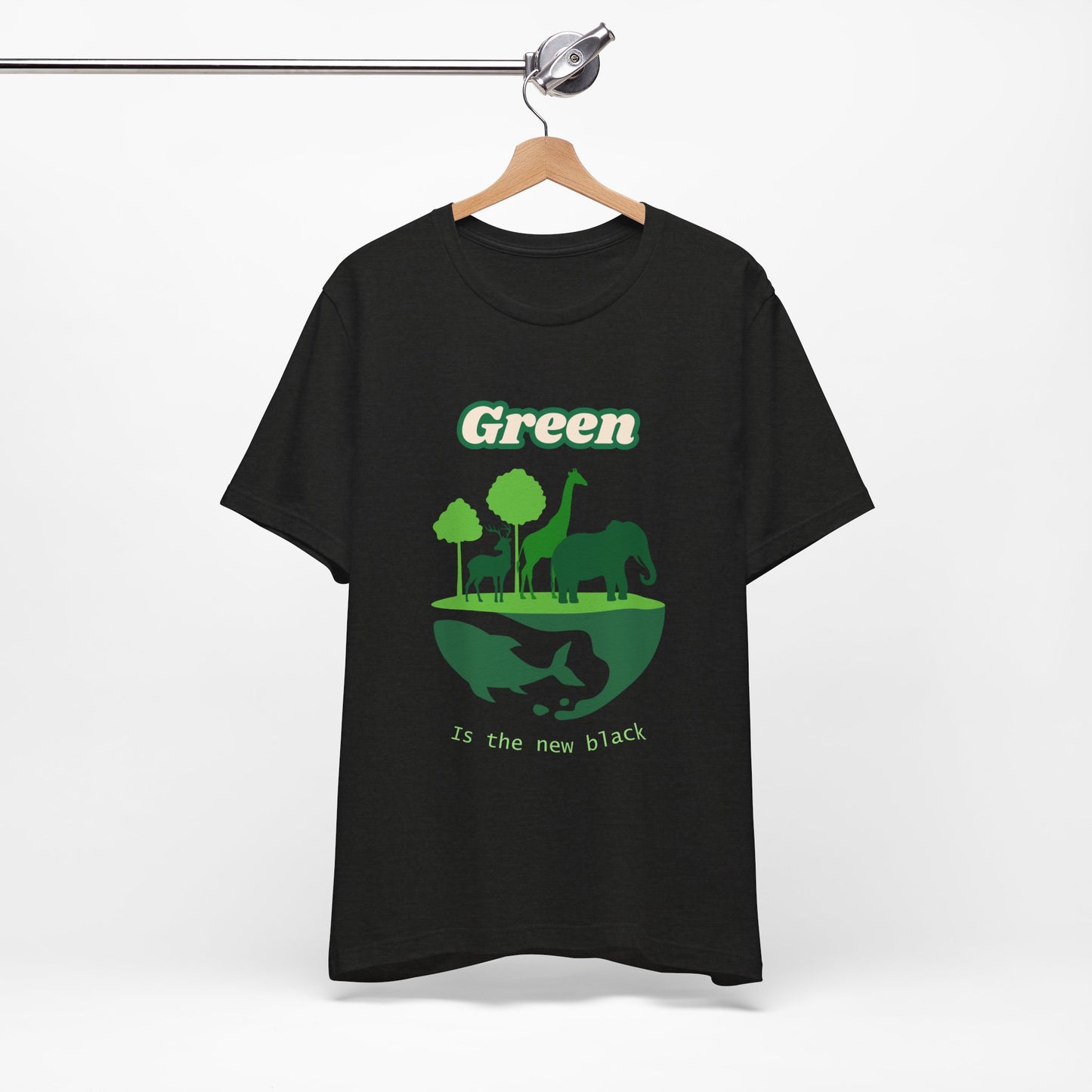 Green Mens Wildlife Conservation T-Shirt — "Green is the New Black" Eco Tee