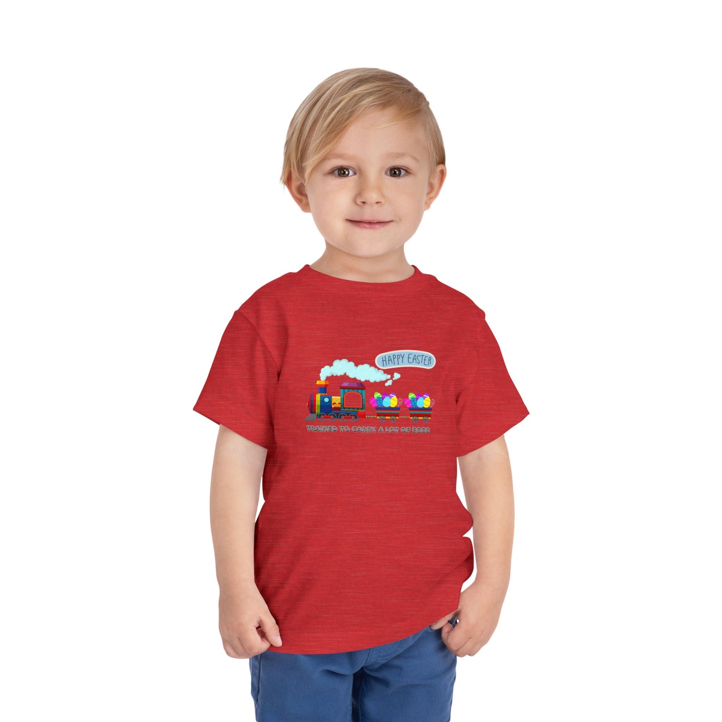 Toddler Easter Tee "Trained to carry lots of eggs" — Cute Train themed boy Shirt