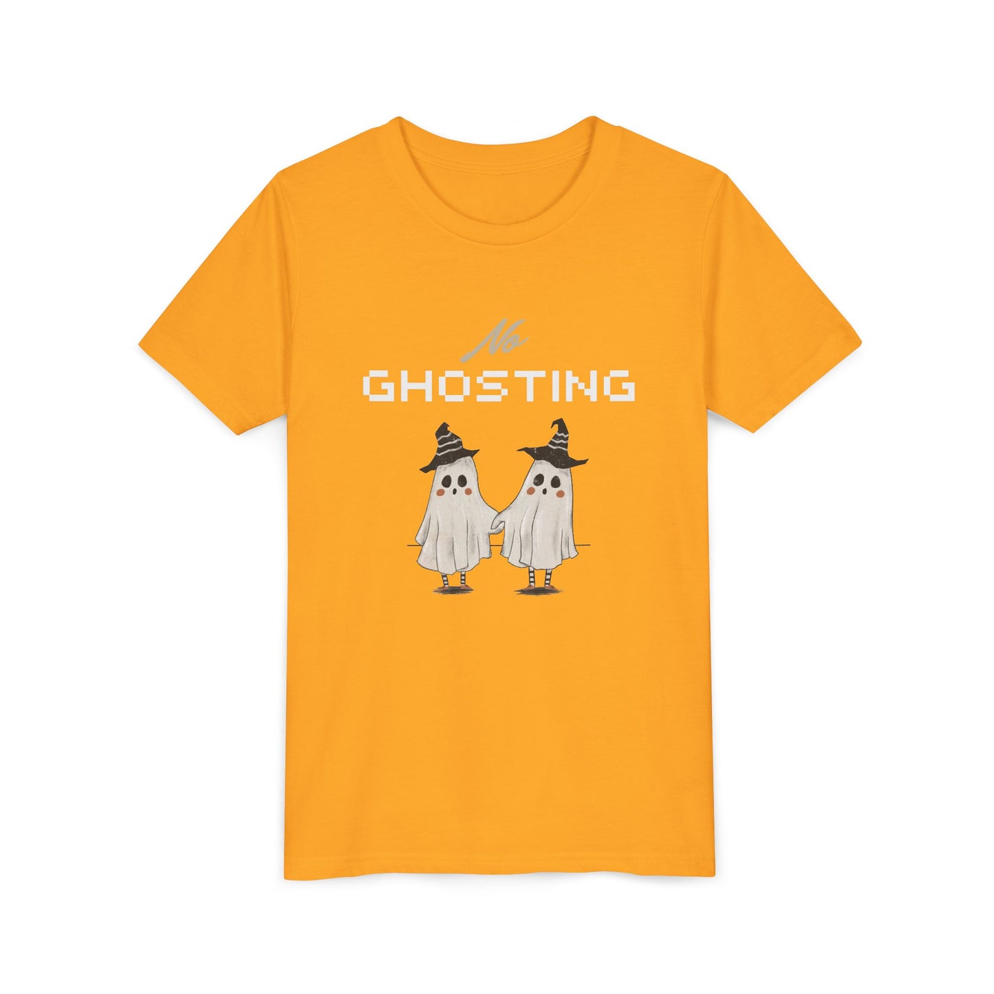 Youth Tee - "No Ghosting" Cute Ghost Kids Halloween T-Shirt